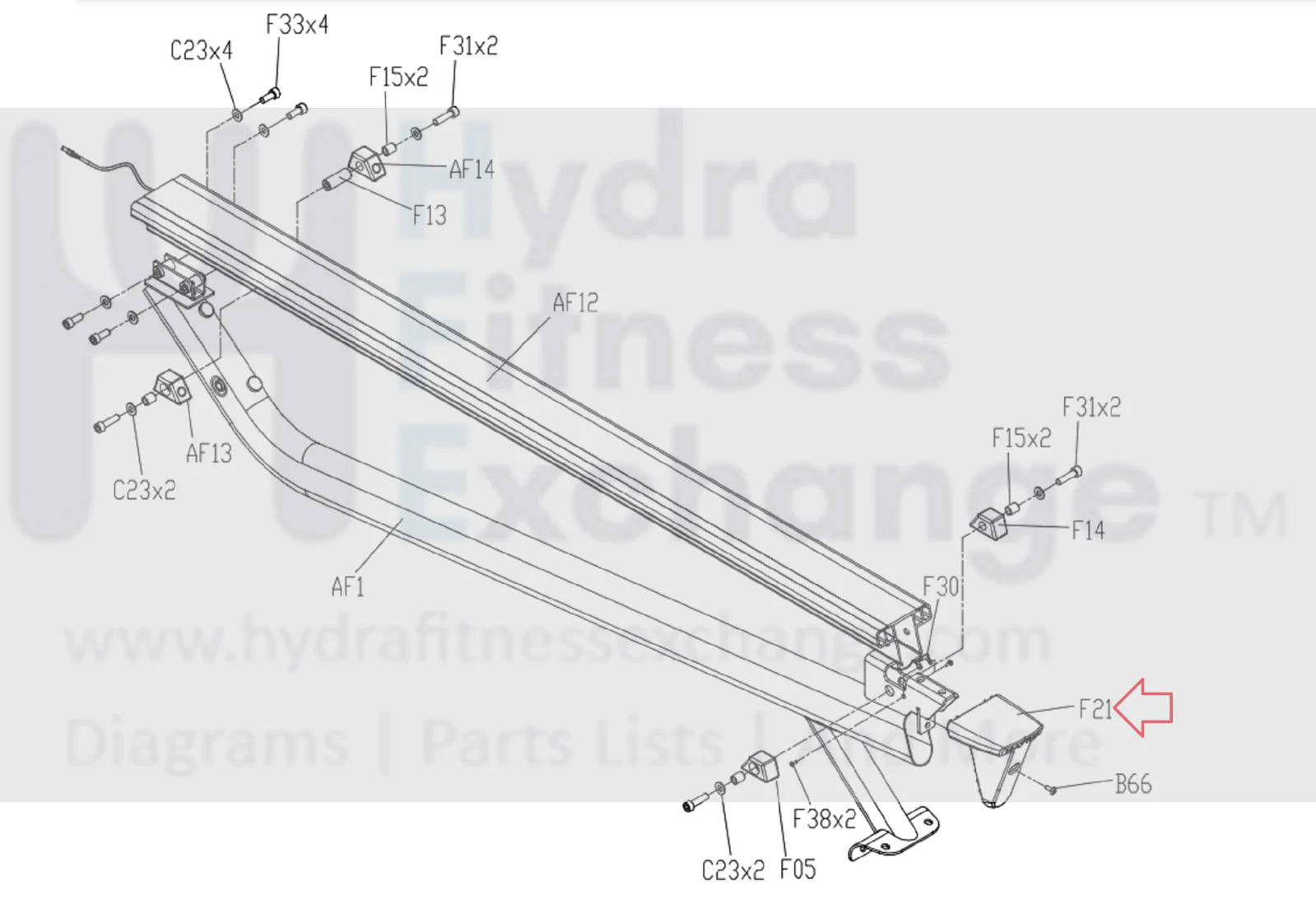 Matrix Commercial AR11 Rower Guide Rail Black End Cap 1000353667 - Image 2