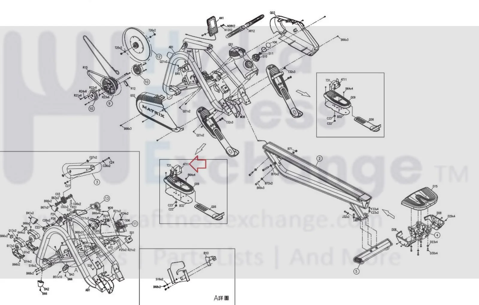 Matrix Commercial RXP AR11 Rower Left Or Right Foot Pedal Strap Set 1000353612 - Image 2