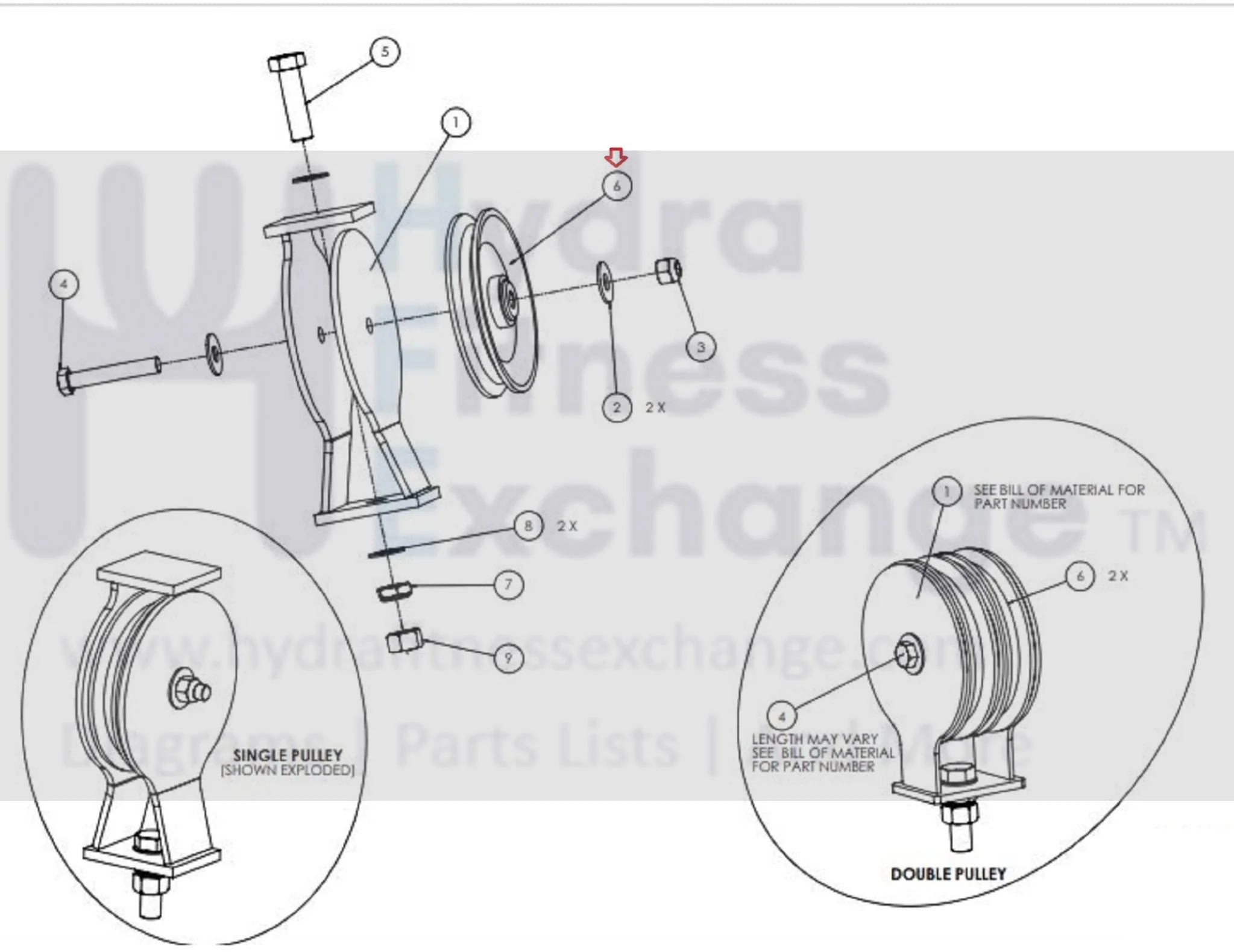 Matrix Commercial Strength System 4.5" Pulley for Rope / Cable 1000347532 - Image 2