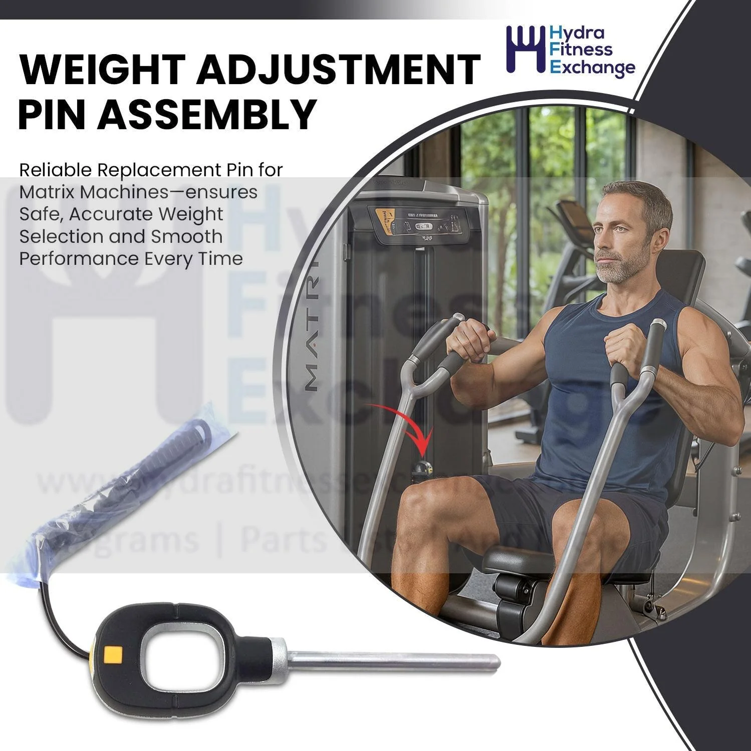 Matrix Commercial Strength System Weight Adjustment Pin Assembly 1000492530 Formerly  1000398254 - Image 2