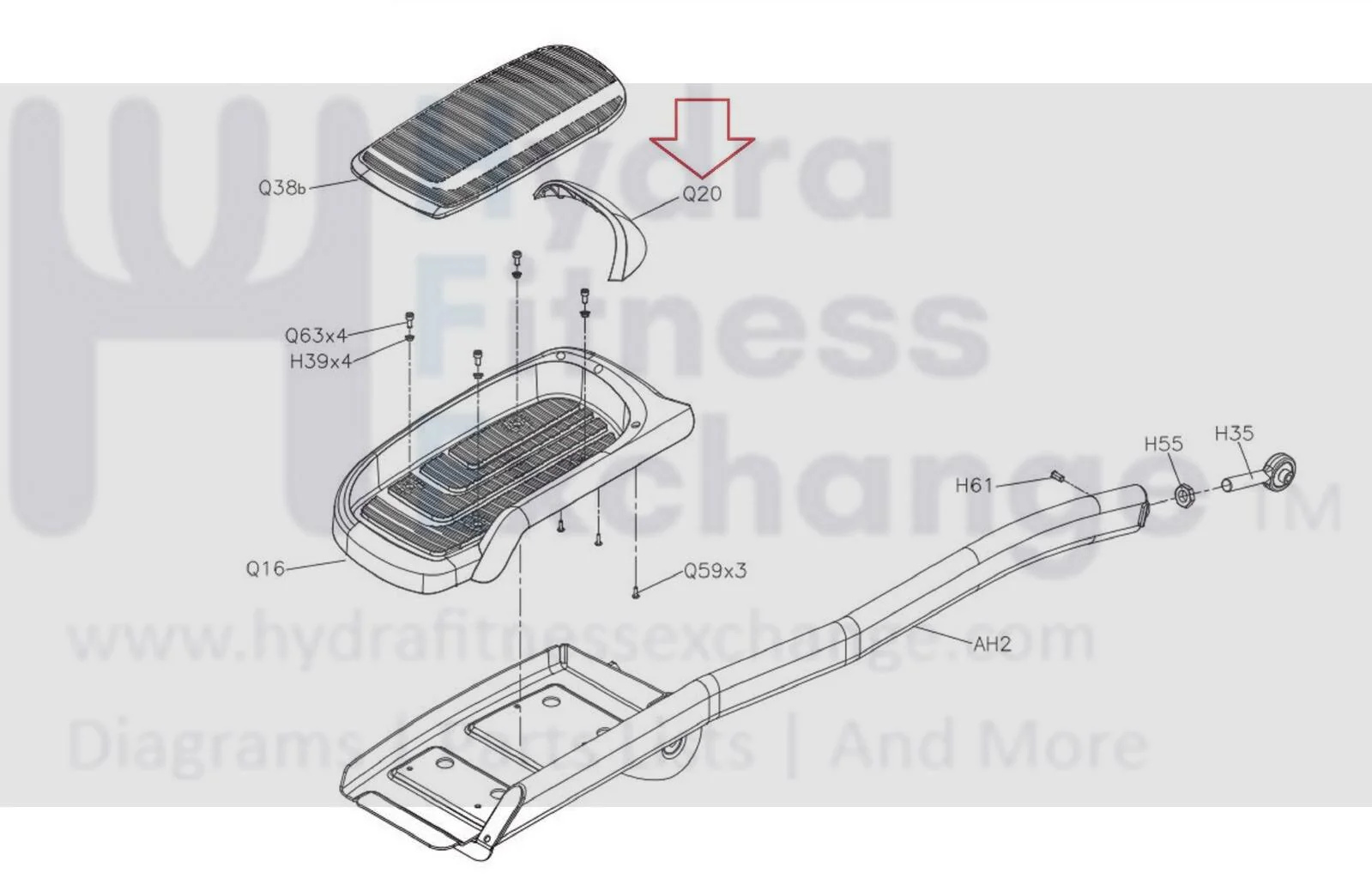 Used Matrix E3x -Ascent Trainer - EP306 Elliptical Right Adorn Pedal Cover 0000095163 - Image 3