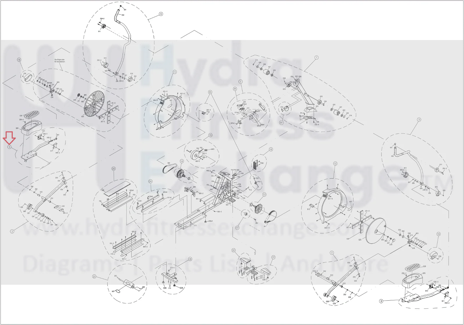 Matrix E5X E3xc E5x-02 E7x-01 E7xe-01 Elliptical Left Pedal Arm Set 0000087768 - Image 3