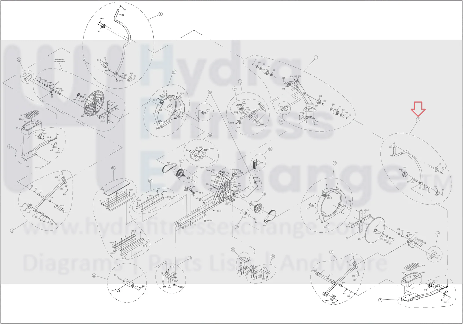 Matrix E5X E3xc E5x-02 E7x-01 E7xe-01 Elliptical Right Handlebar Set 0000087708 - Image 2