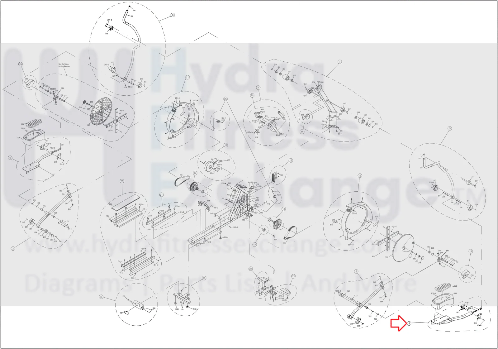 Matrix E5X E3xc E5x-02 E7x-01 E7xe-01 Elliptical Right Pedal Arm Set 0000087767 - Image 3