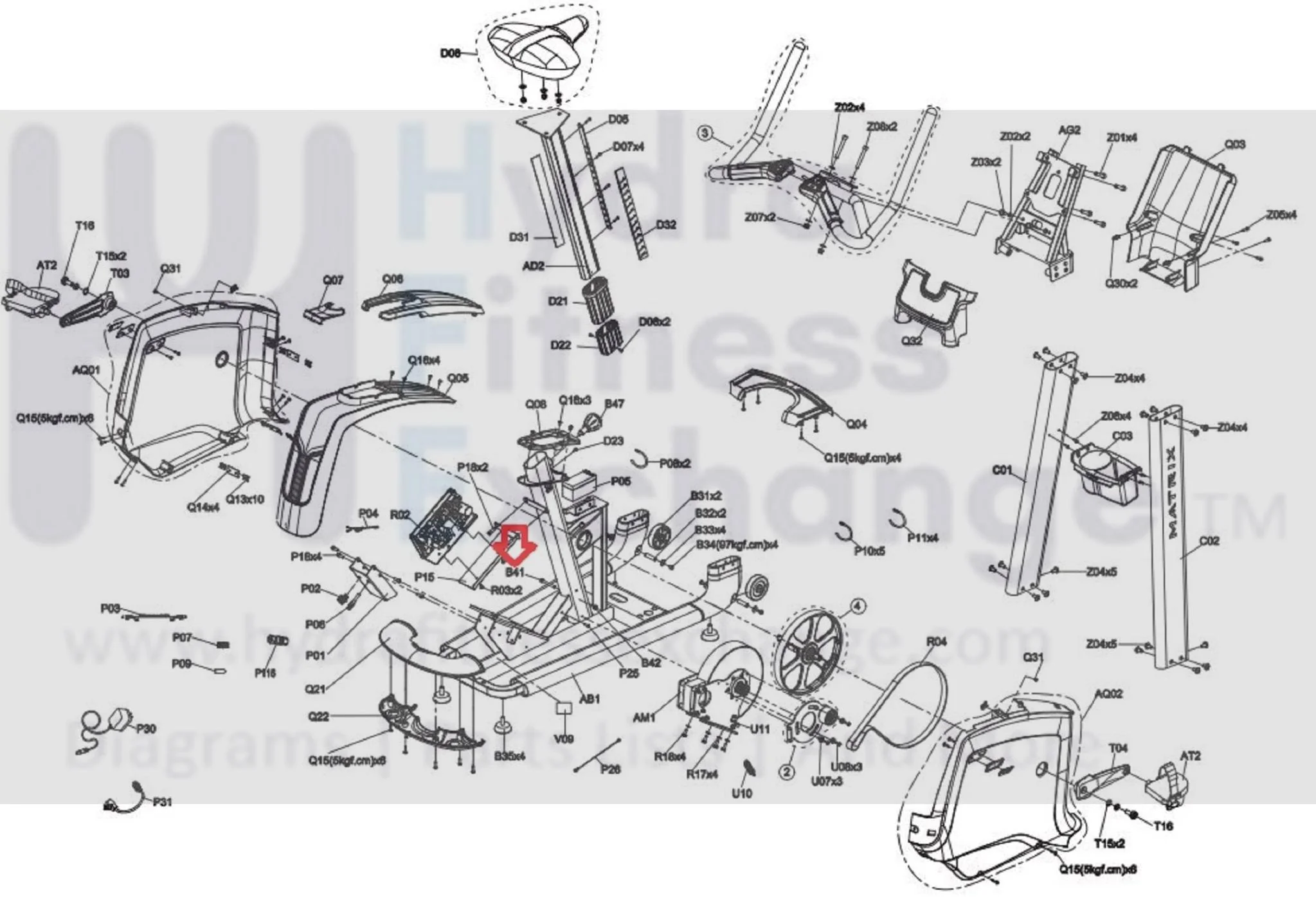 Matrix Fitness CB204 CB205 CB207 CB174 CB172 Upright Bike Round Head Hex Socket Screw M6 - 1.0P x 50L/20L 004467-00 - Image 3