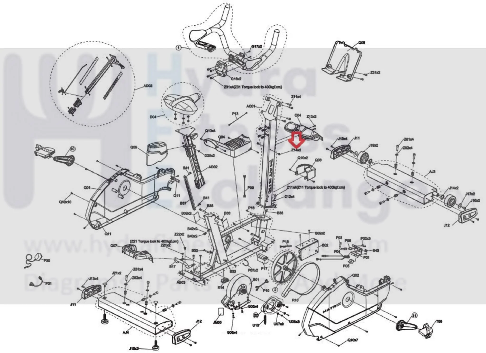 Matrix Fitness CB206 CB171 CB206F CB206C CB206E TM750C TM750F EP592 EP599 Upright Bike Special Thre Machine Screw 8.0 x M6.0 1000361276 - Image 2