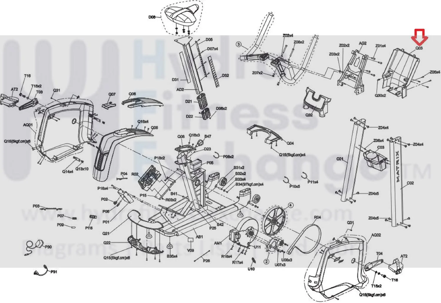 Matrix Fitness CB207 Upright Bike Console Mast Back Cover 1000442931 - Image 2