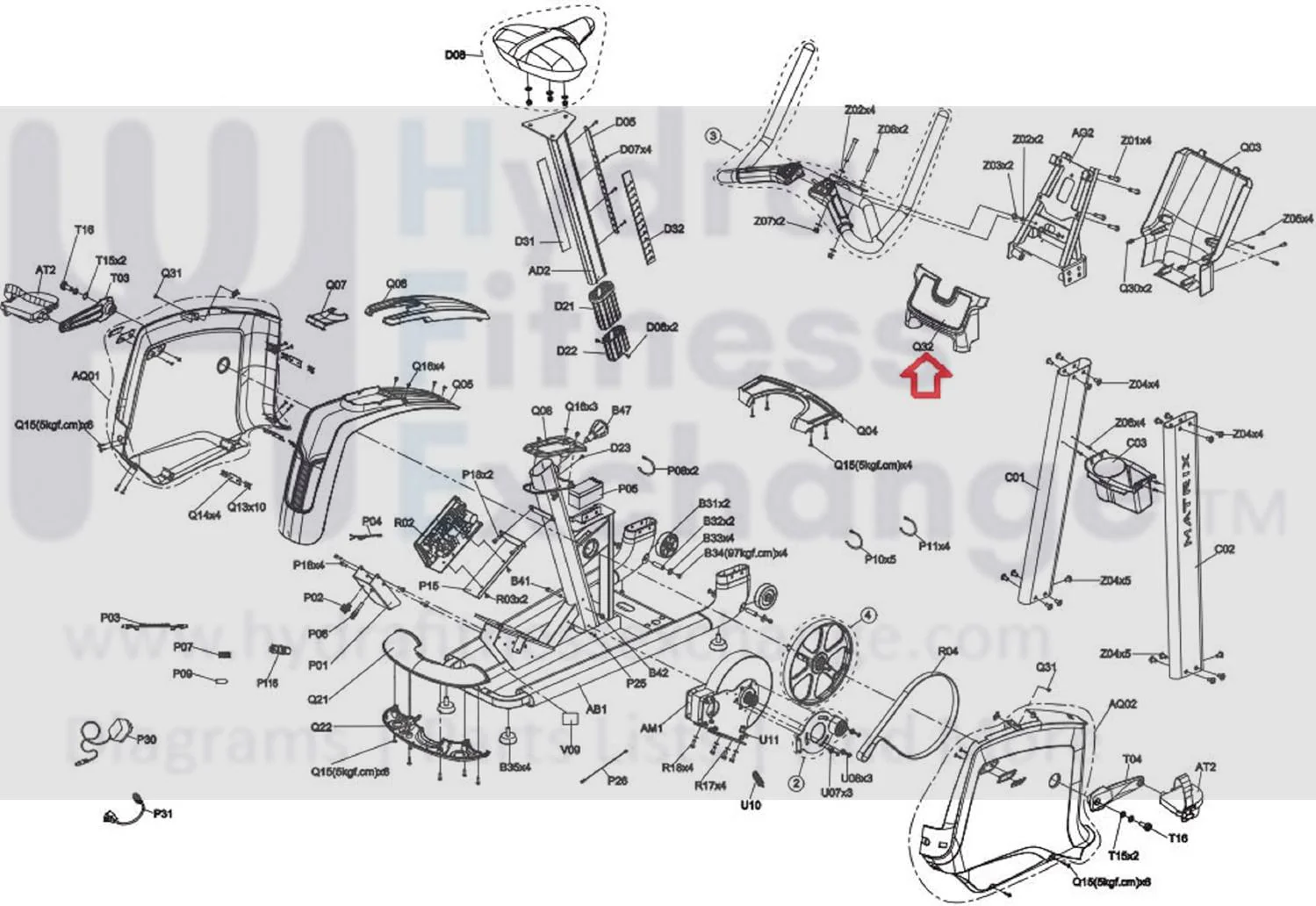 Matrix Fitness CB207 Upright Bike Front Console Mast Cover 1000442919 - Image 2