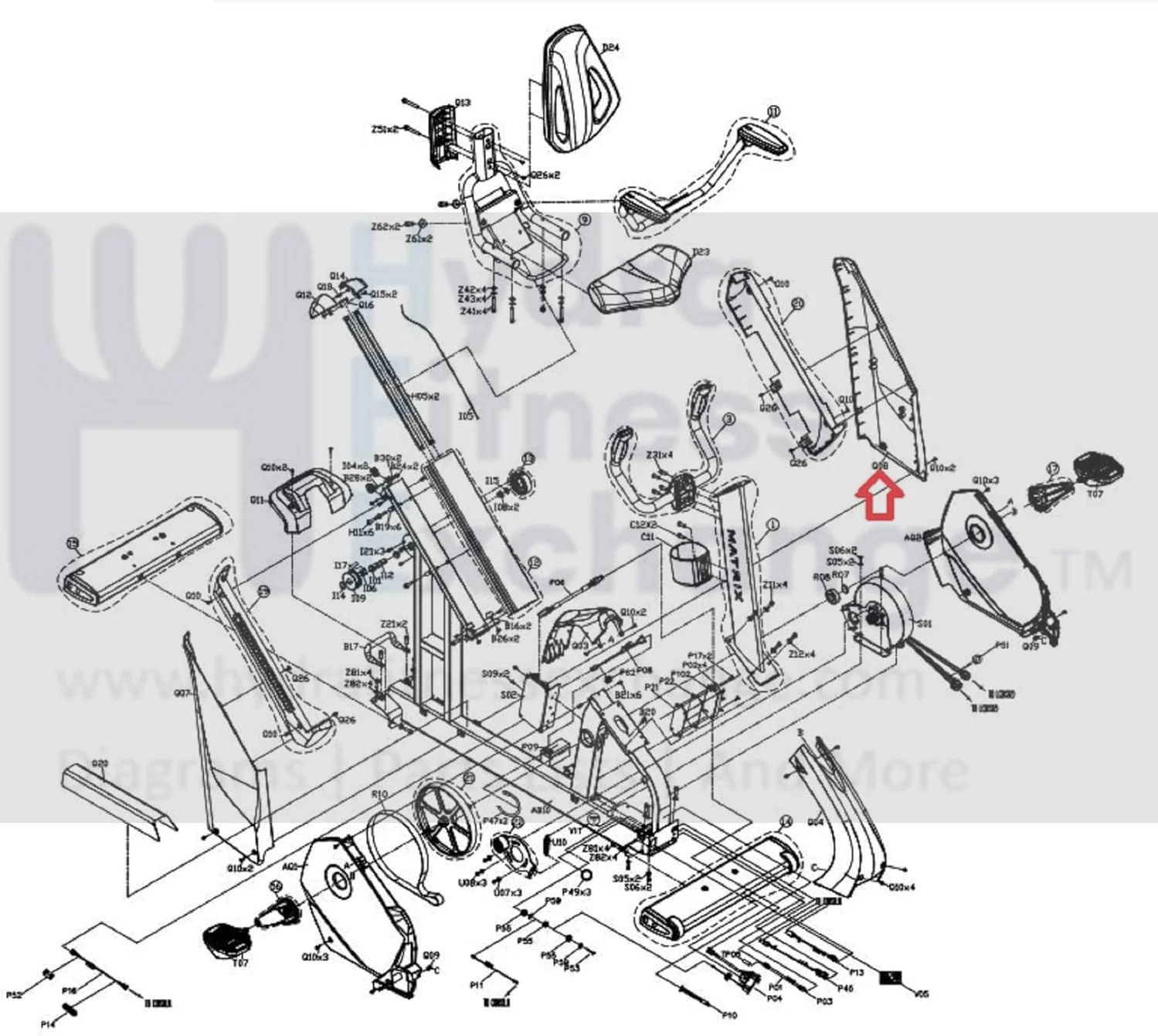 Matrix Fitness CB93 PCB93 CEP625 Stationary Bike Left Rear Cover Gray 1000229664 - Image 2