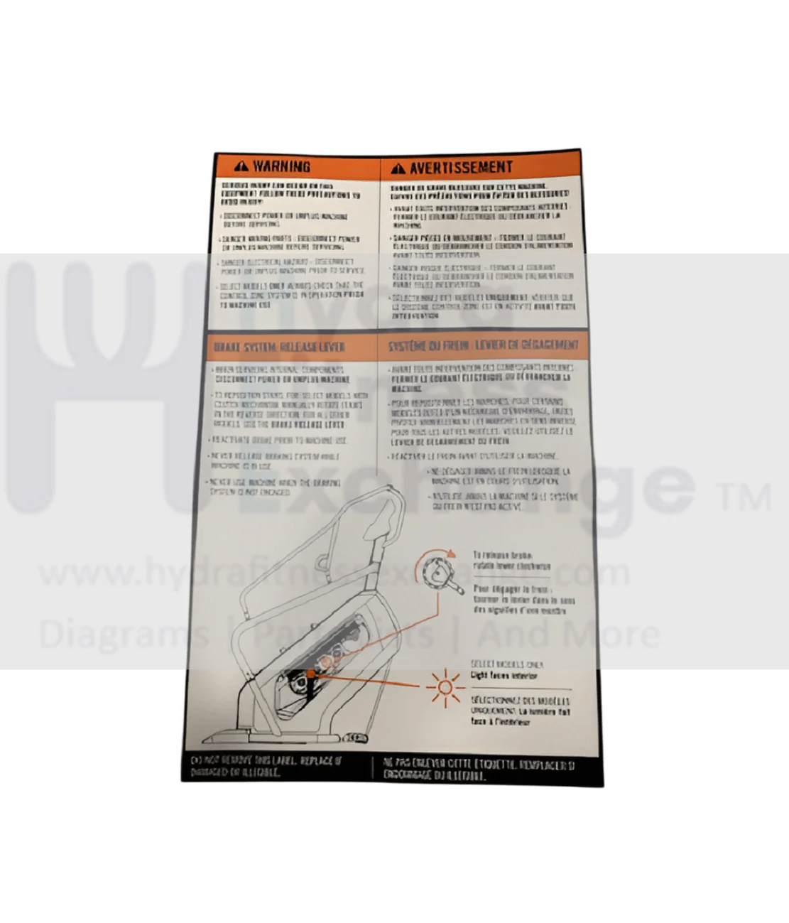 Matrix Fitness CS35 CS34 CS35G Stepper Step PVC Warning Label 1000424575