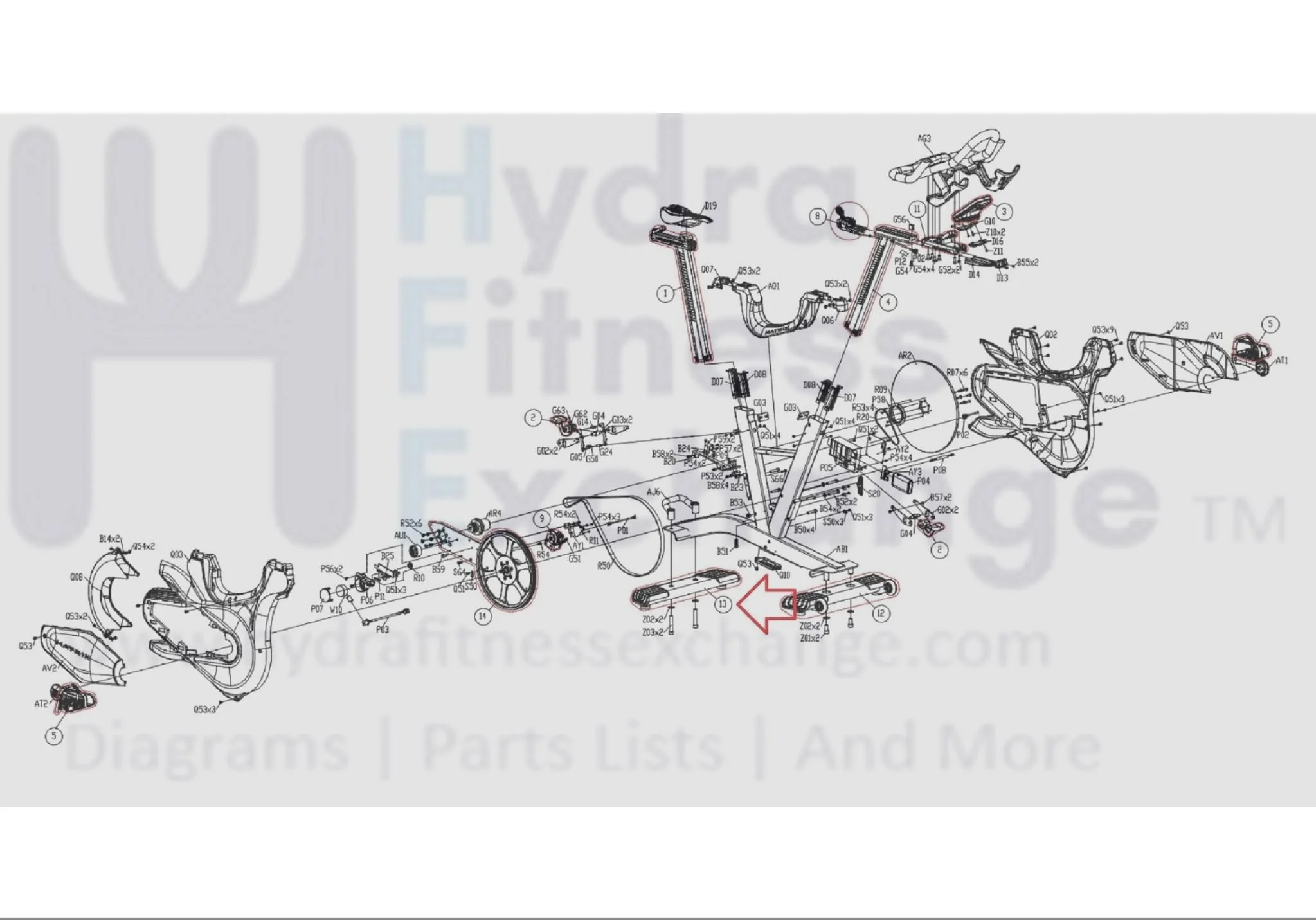 Matrix Fitness FC20 FC23 Stationary Bike Rear Foot Stabilizer Set 1000411451 - Image 3