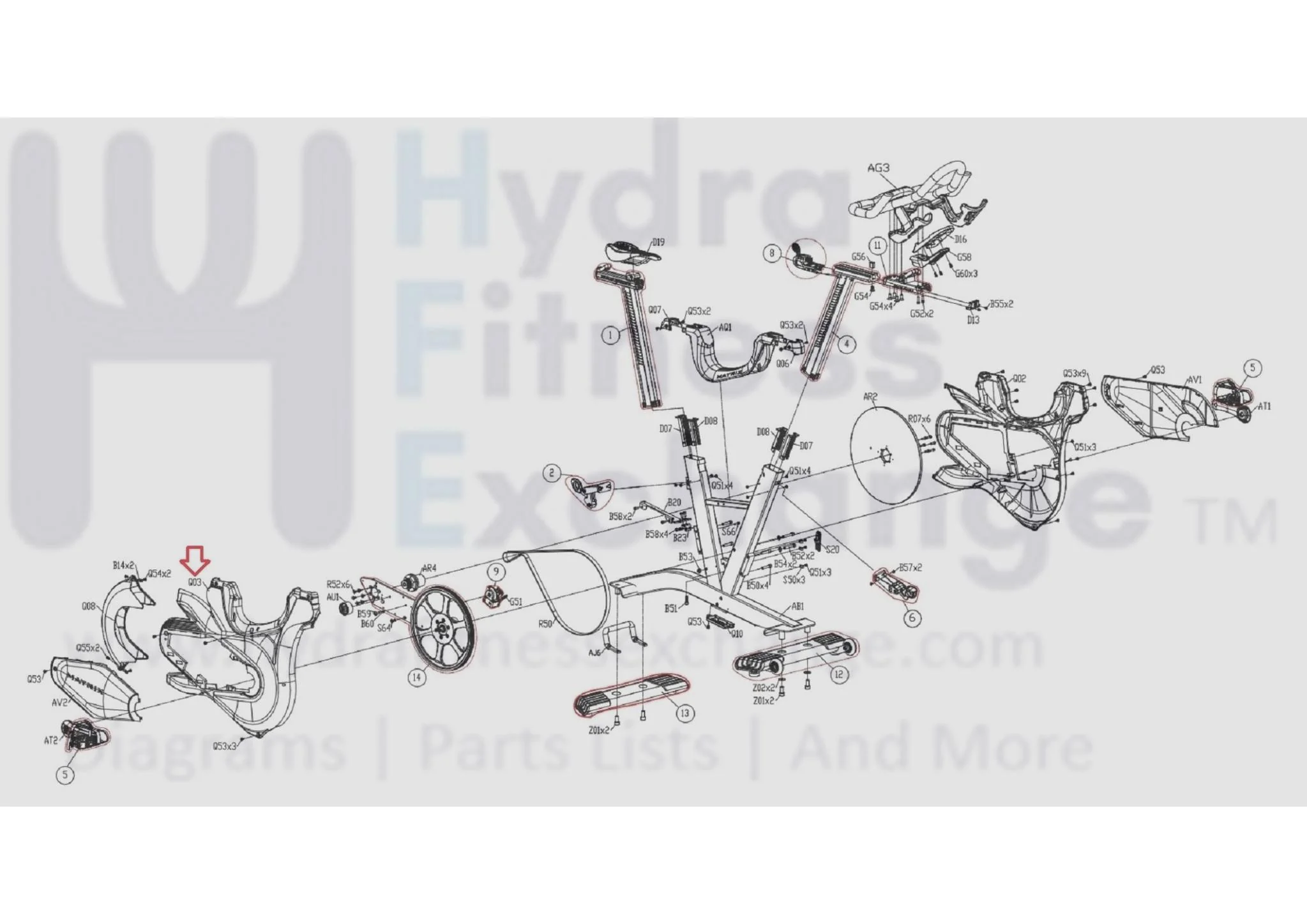 Matrix Fitness FC20 FC25 FC23 FC24 FC32B FC32 FC33 FC29 FC36 FC28 FC39 Stationary Bike Right Cover 1000404492 - Image 3
