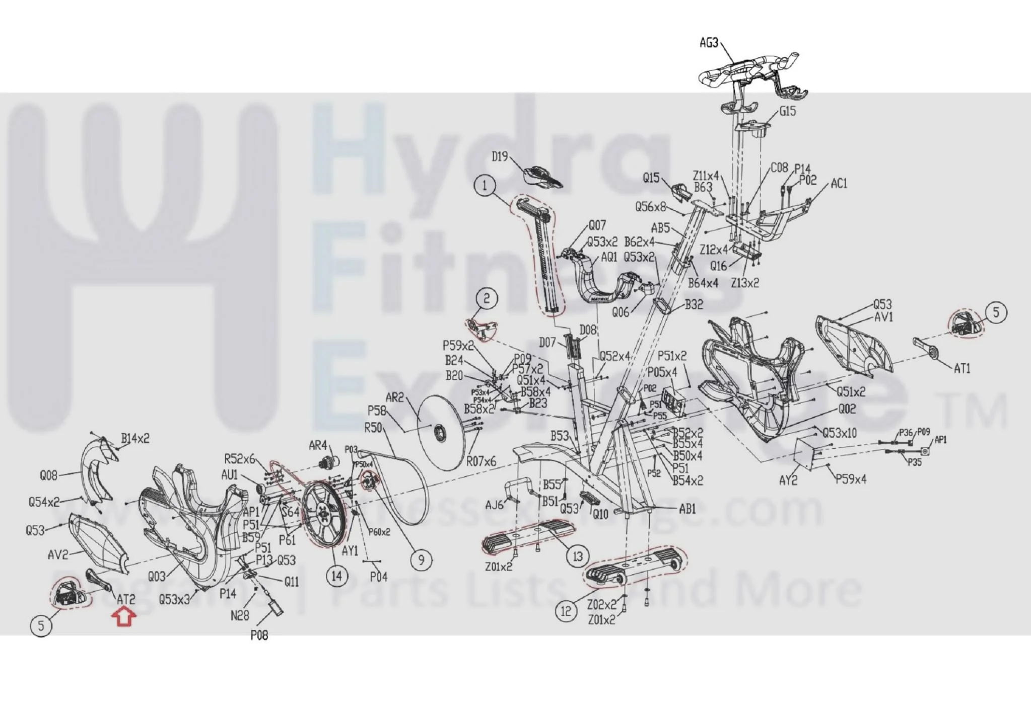 Matrix Fitness FC20 FC25 FC23 FC32 FC32B FC33 FC27 FC31 FC36 FC27B FC39 Stationary Bike Right Crank Set 1000411470 - Image 3