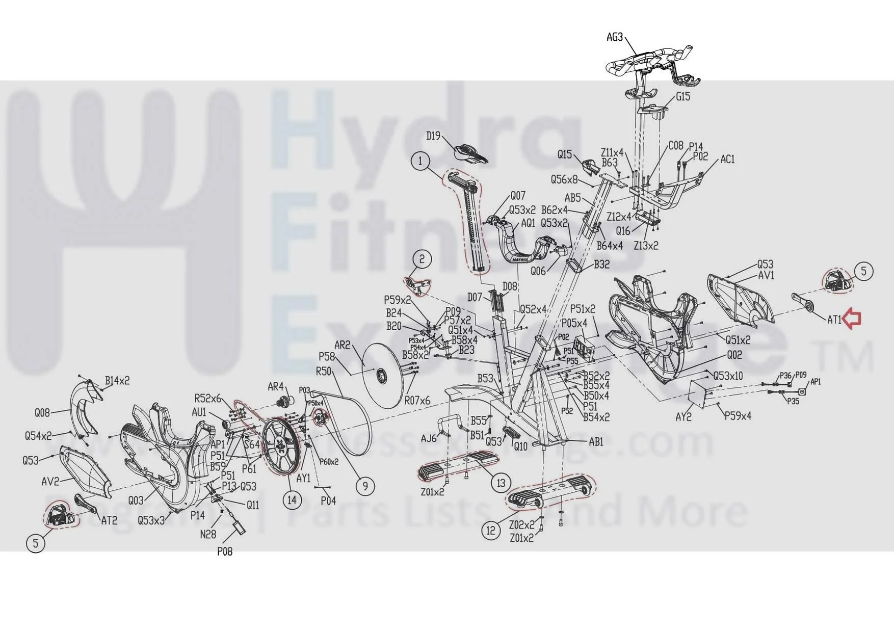Matrix Fitness FC20 FC25 FC23 FC32 FC32B FC33 FC27 FC31 FC36 FC39 Stationary Bike Left Crank Set 1000411469 - Image 3