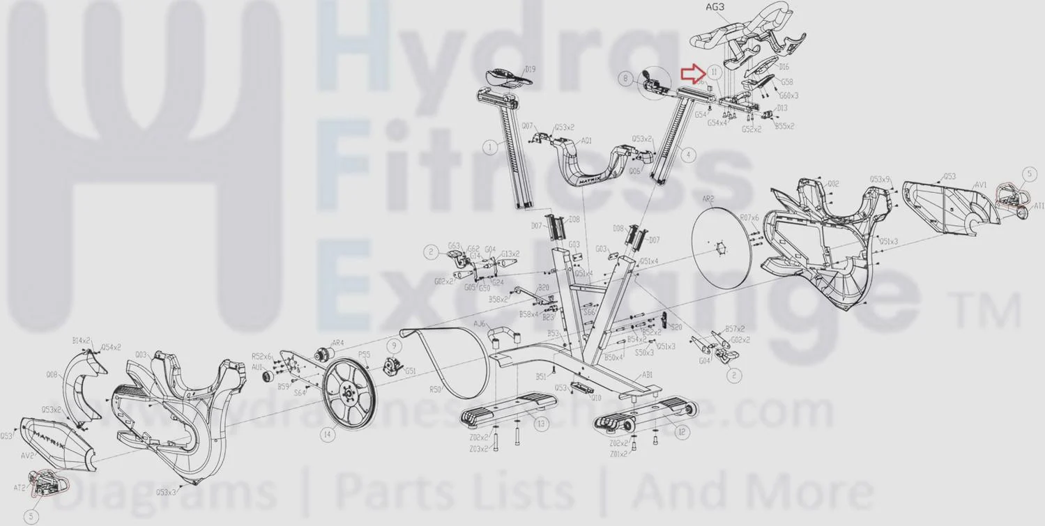 Matrix Fitness FC20 FC25 Stationary Bike Adjustable Handle Group 1000411449 - Image 2