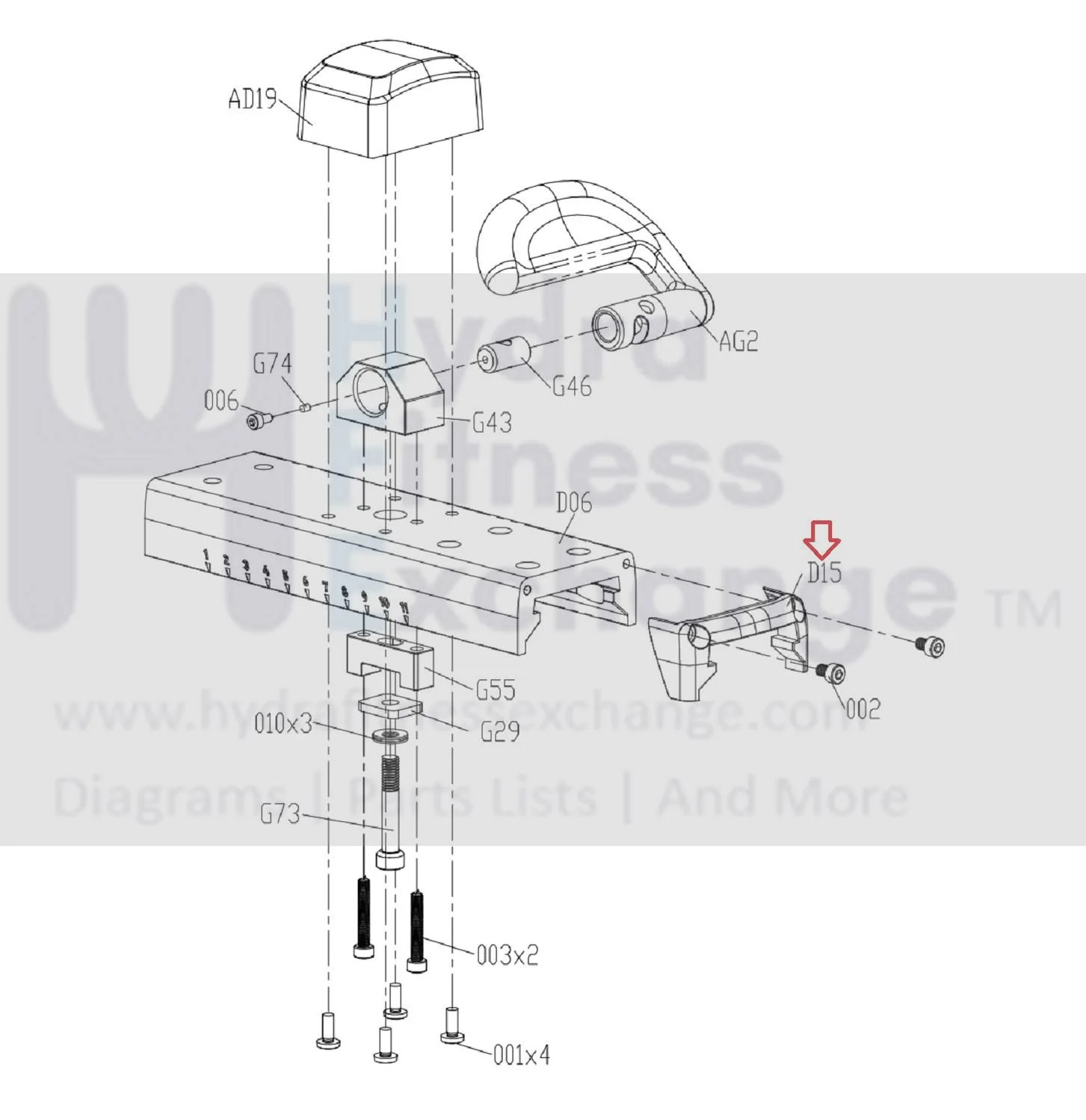 Matrix Fitness FC32 FC32B FC33 FC29 FC36 FC28 FC39 Stationary Bike Adjustable Handle Upper End Cap 1000448437 - Image 3