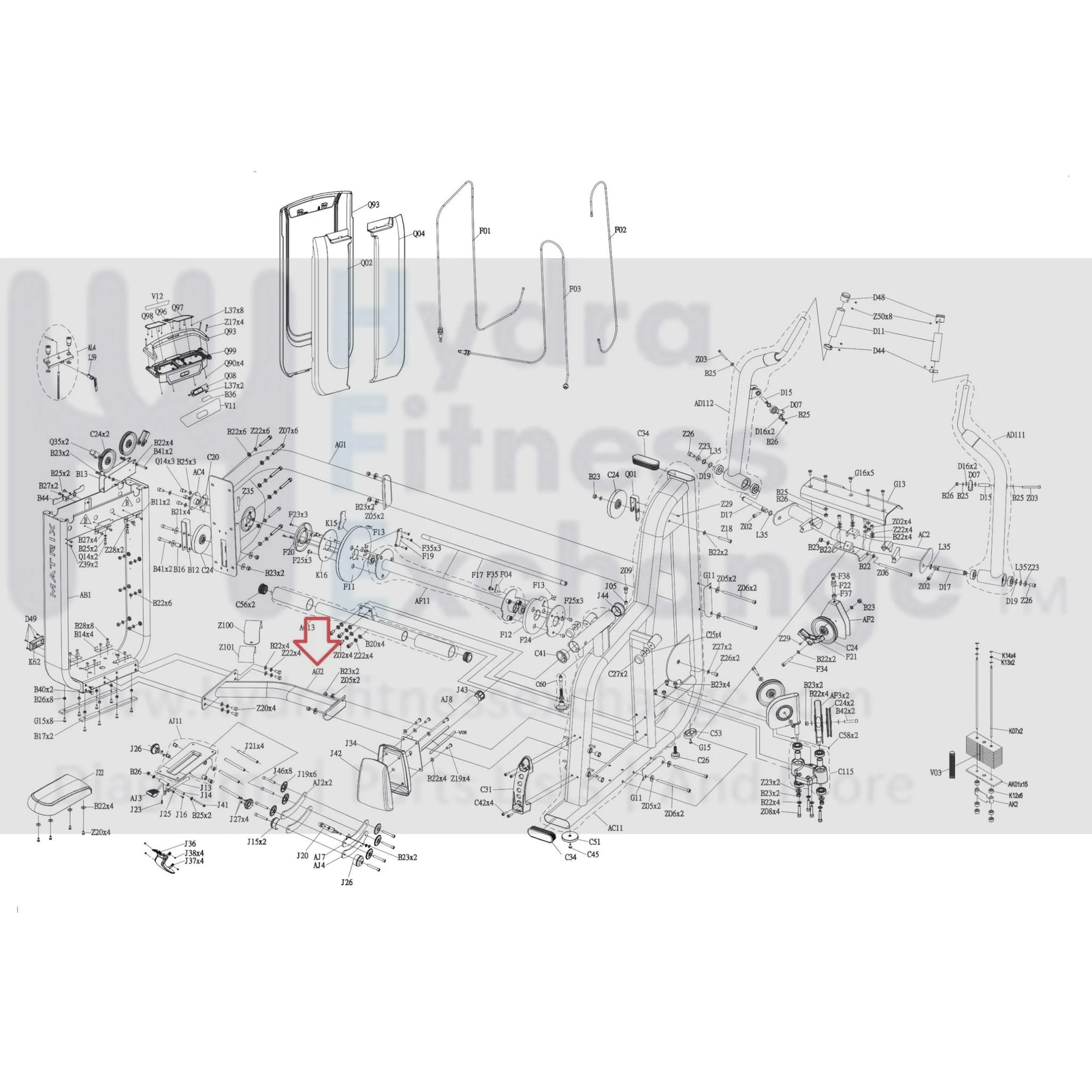 Matrix Fitness G7GM112B G7GM112E G7GM112M G7-S34B G7GM112 Strength System Disassembly Down Connecting Tube Set 1000419009 - Image 3