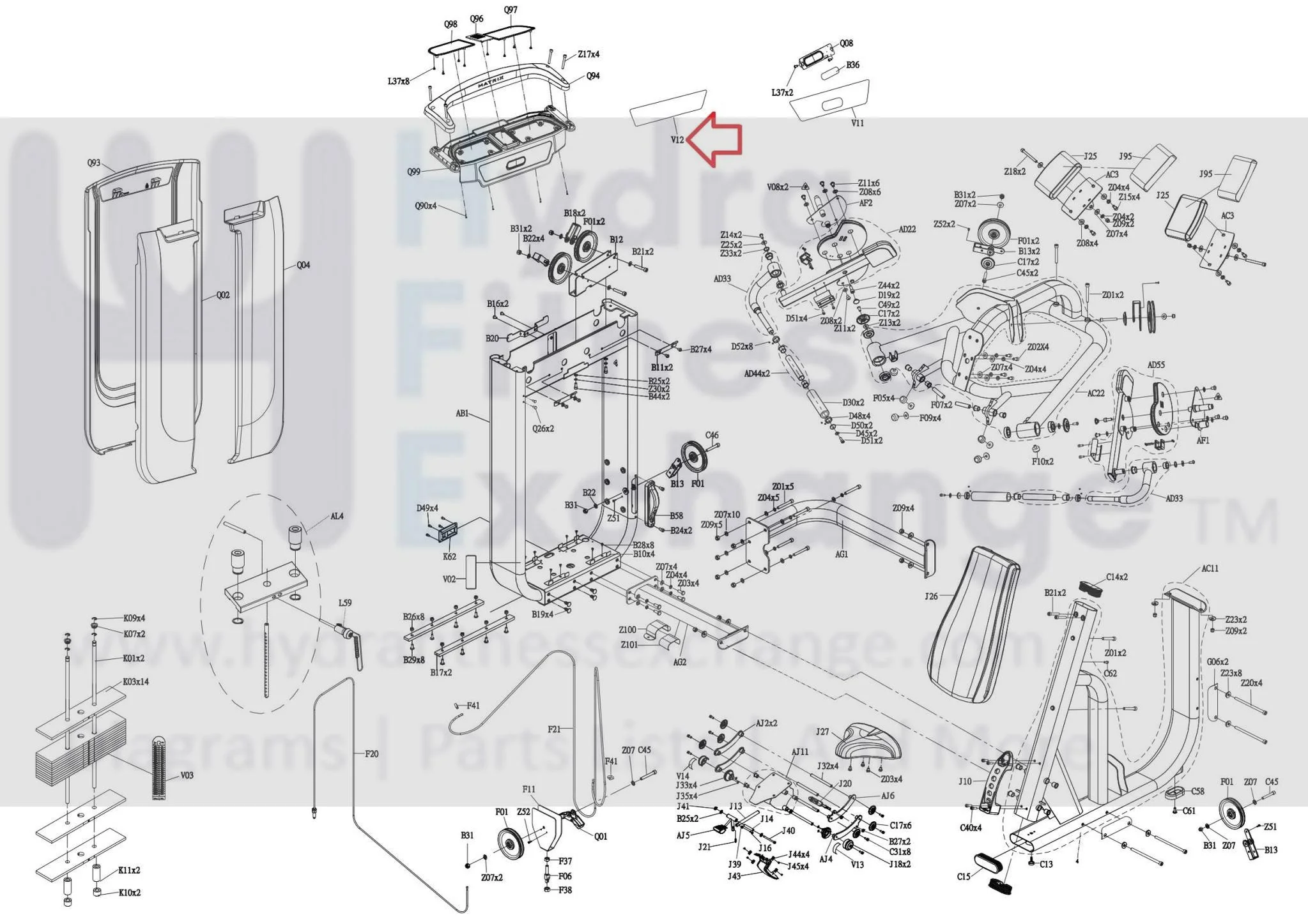 Matrix Fitness G7GM122B G7GM122 G7GM222 Strength System Rear Cover Instructional Label 1000413431 - Image 3