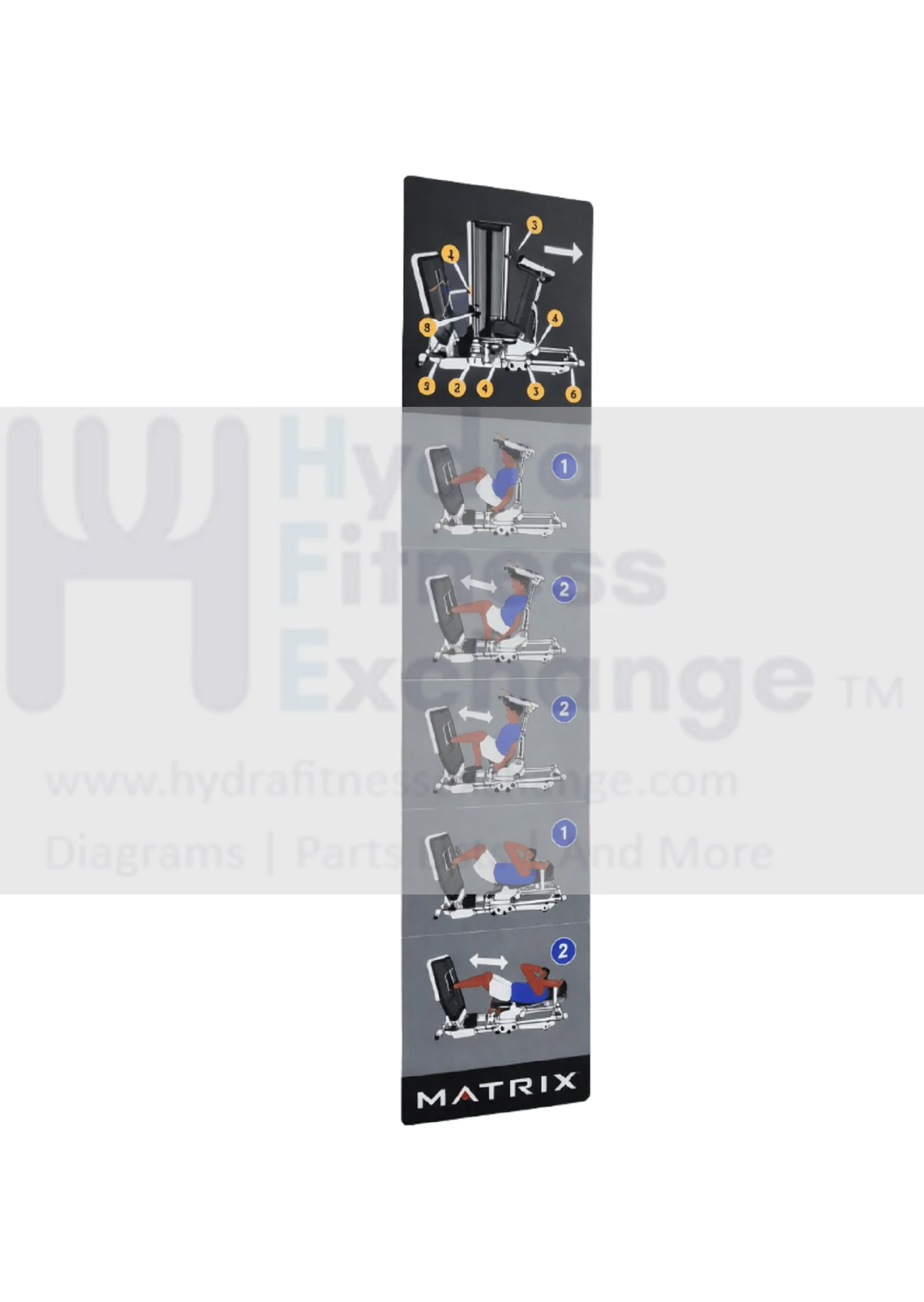 Matrix Fitness GM108 Strength System Left Instructional Label 1000397853