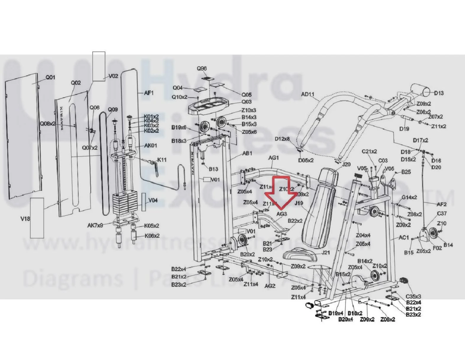Matrix Fitness GM140 GM136 Strength System Rear Connecting Tube Set 1000454145 - Image 3