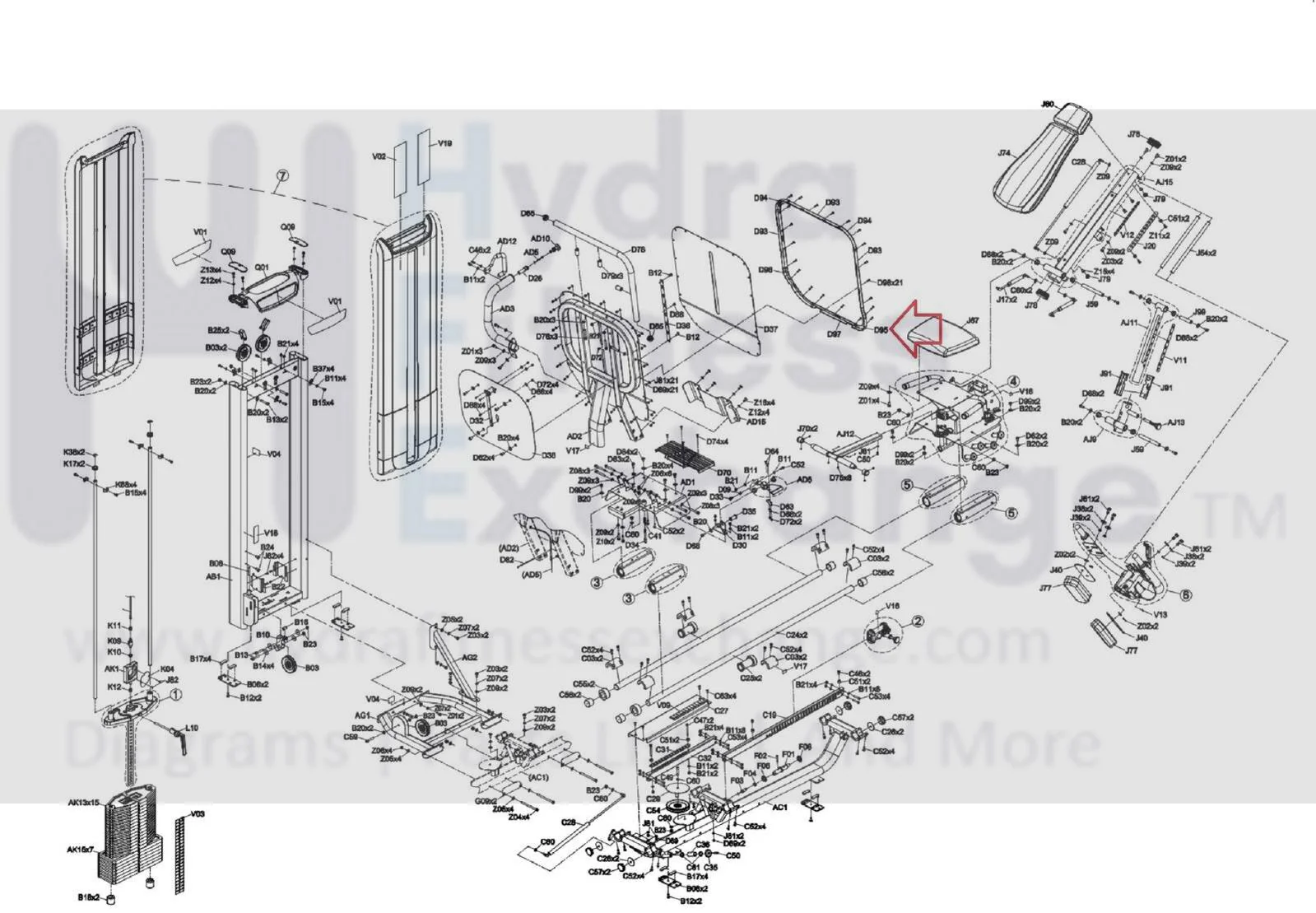 Matrix Fitness MD-S70 Strength System Left Down Plastic Frame 1000397254 - Image 2