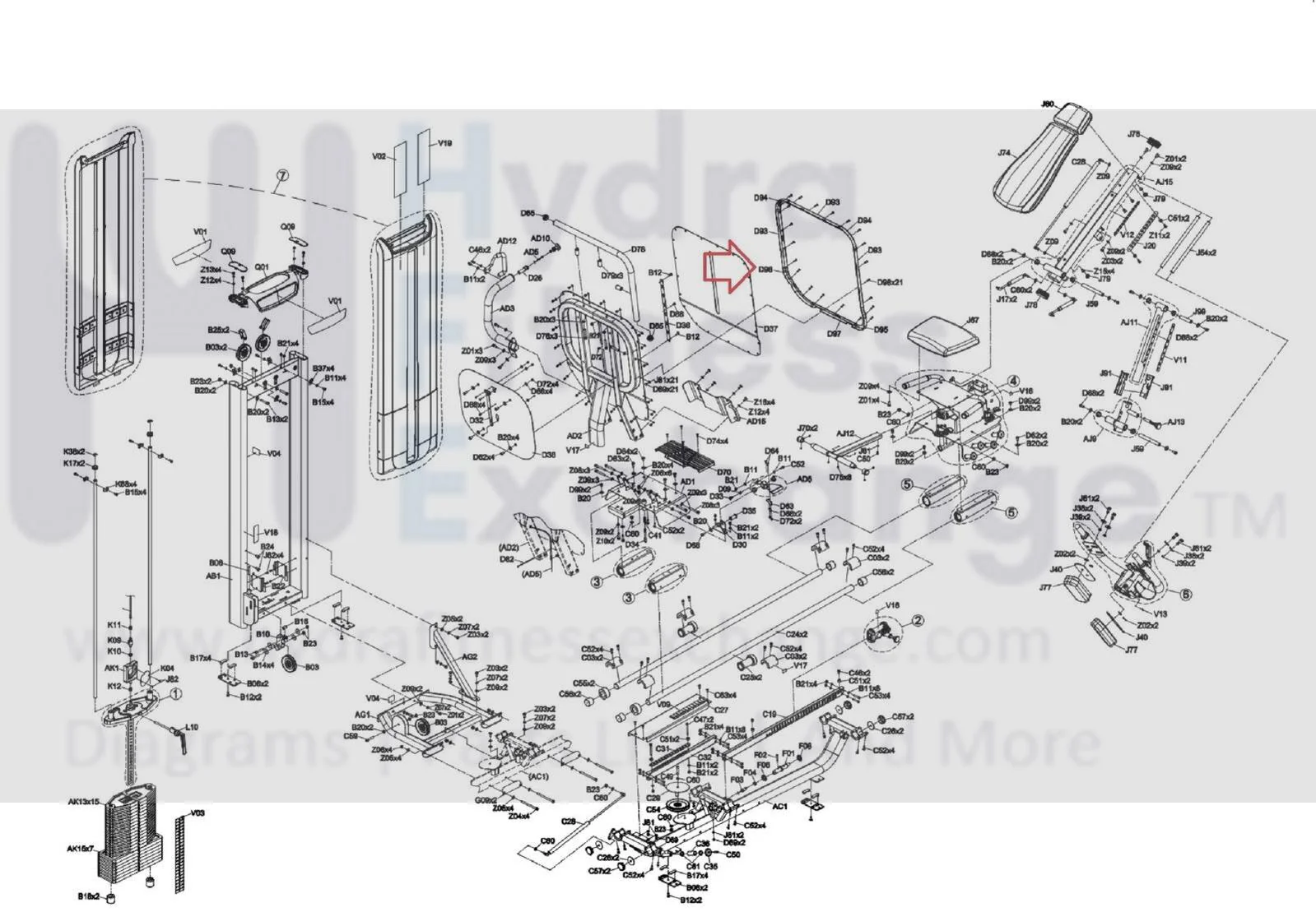 Matrix Fitness MD-S70 Strength System Right Down Plastic Frame 1000397255 - Image 2