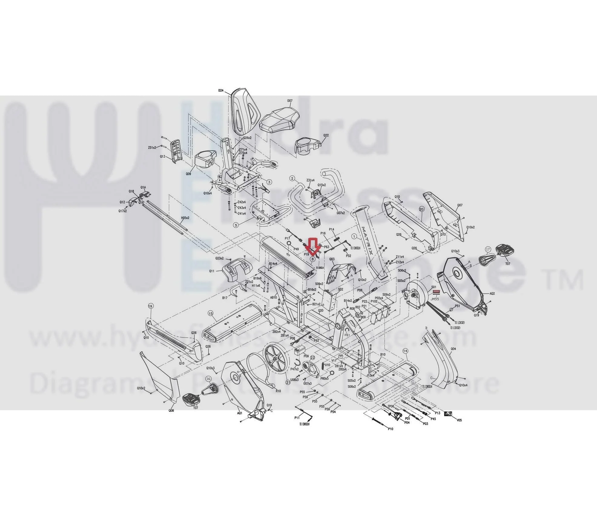 Matrix Fitness RB307 RB315 RB307M RB317 Stationary Bike Guide Rail Set 1000230429 - Image 3
