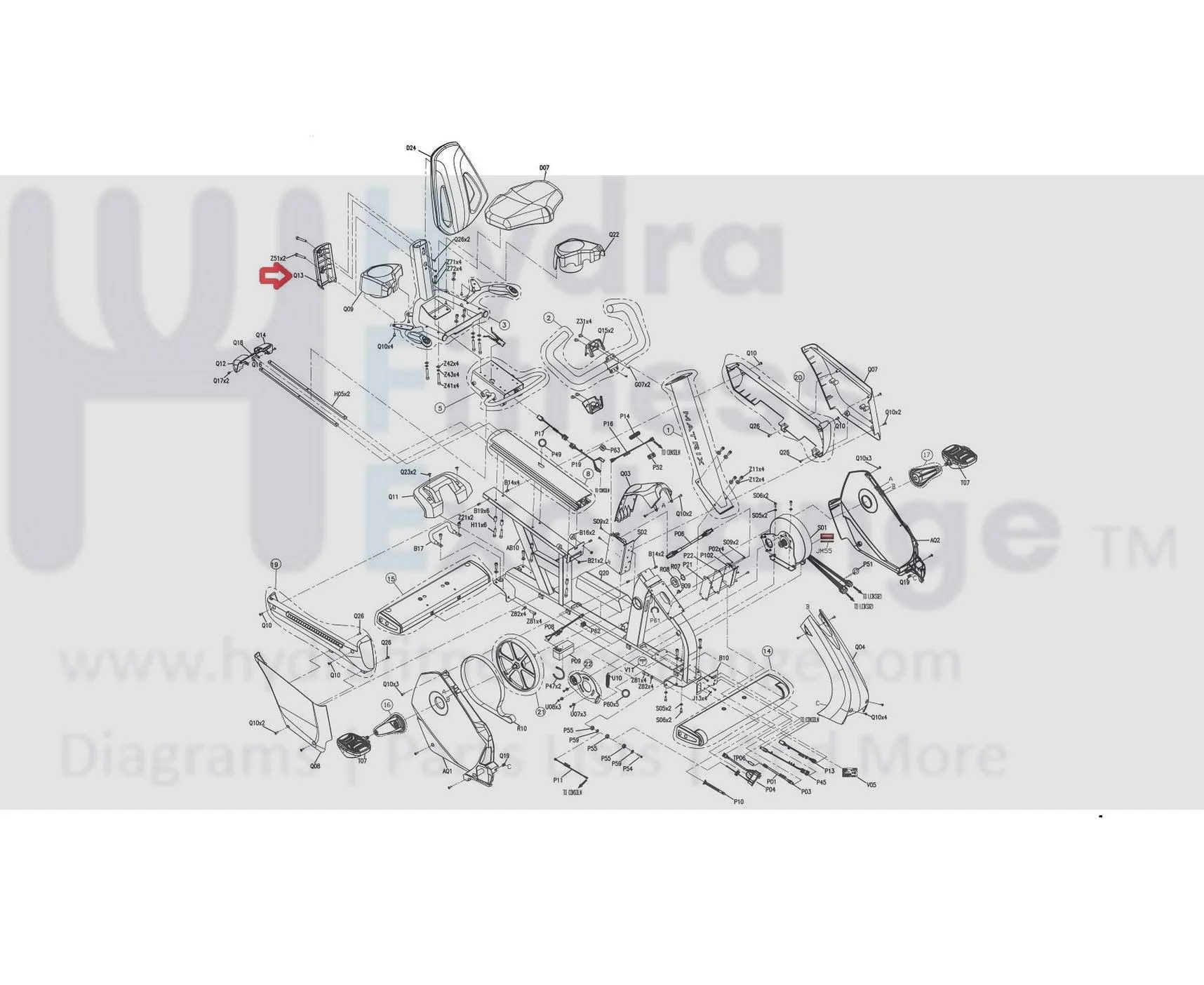 Matrix Fitness Stationary Bike Back Cover 1000301966 - Image 3