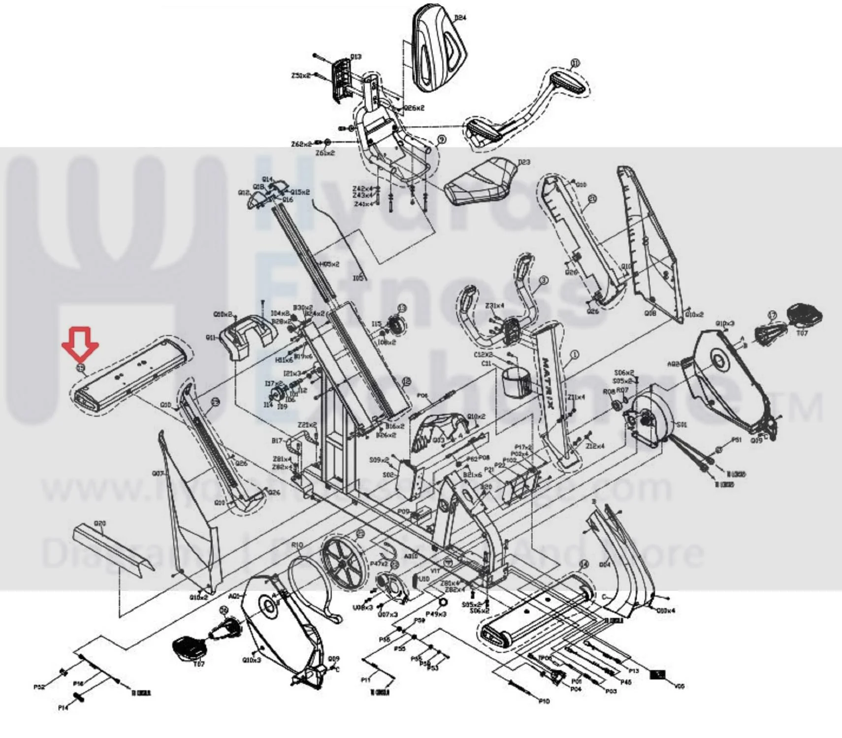 Matrix Fitness Stationary Bike Back Stabilizer Tube Set 1000230023 - Image 3