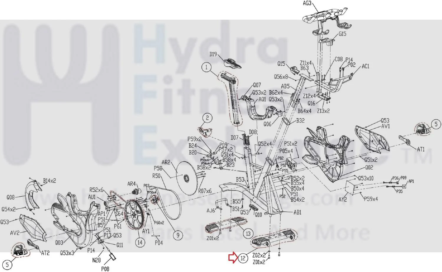 Matrix Fitness Stationary Bike Front Foot Stabilizer Set 1000411450 - Image 2