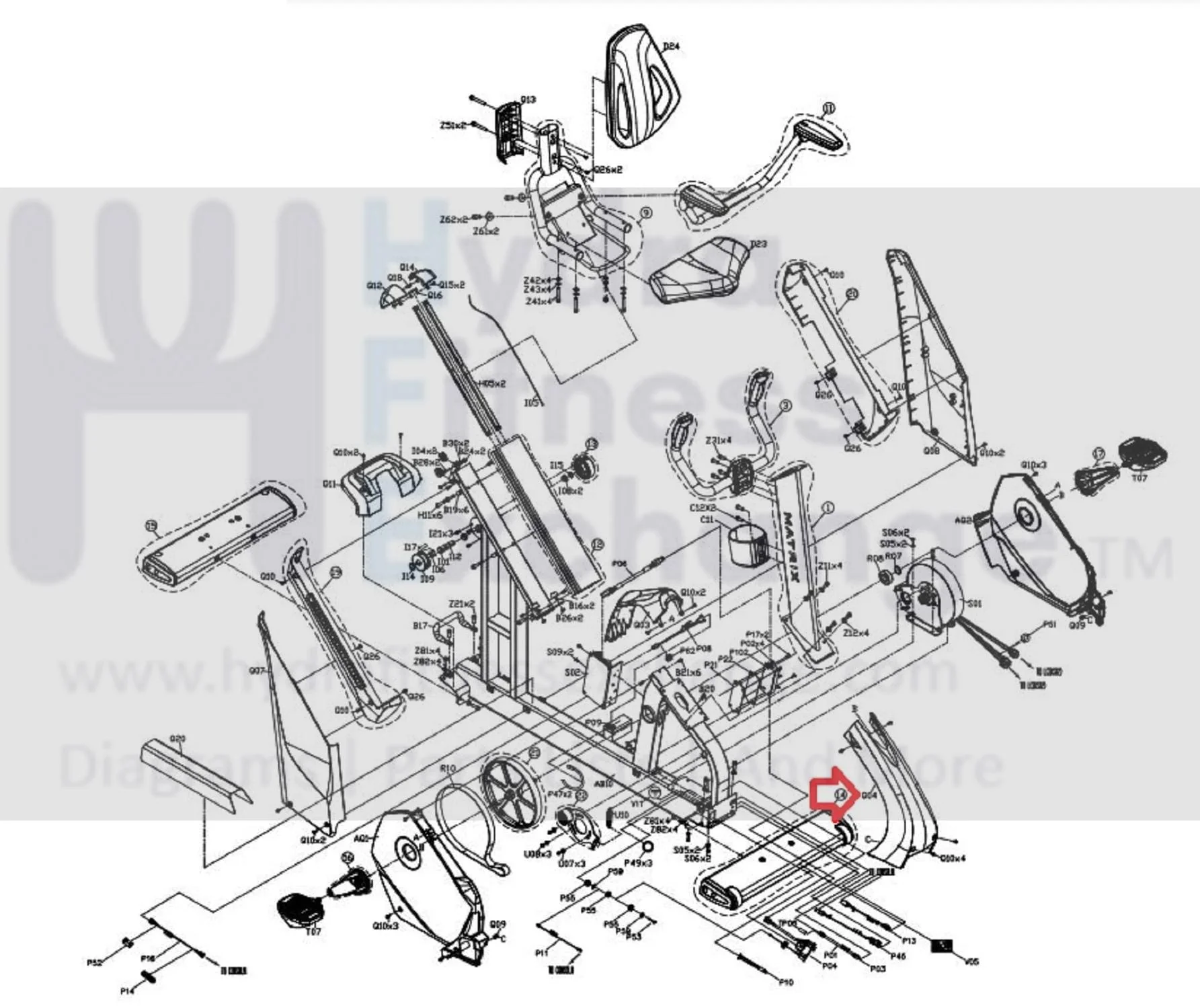 Matrix Fitness Stationary Bike Front Frame Cover 1000304460 - Image 3
