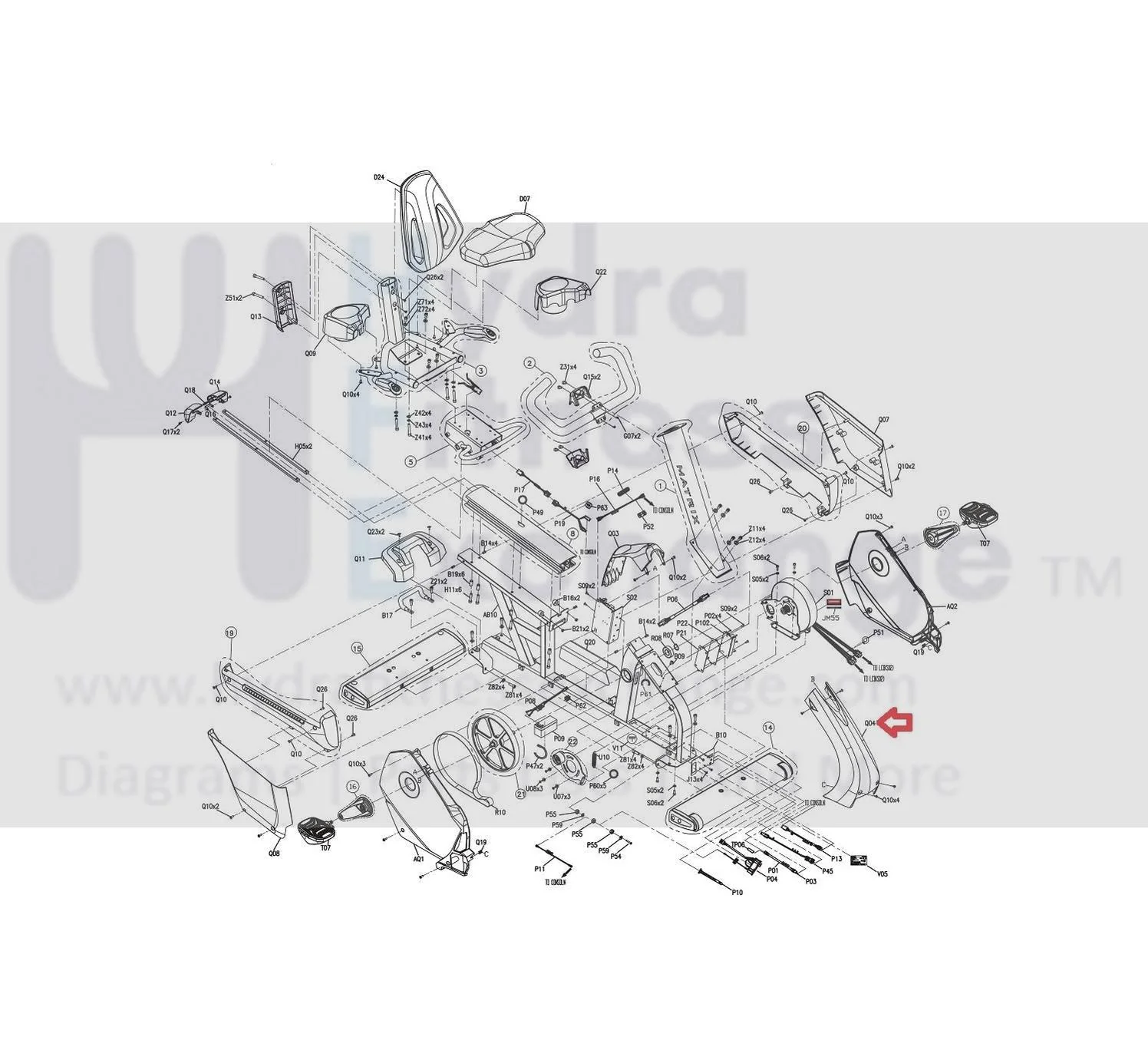 Matrix Fitness Stationary Bike Front Frame Cover 1000304472 - Image 3