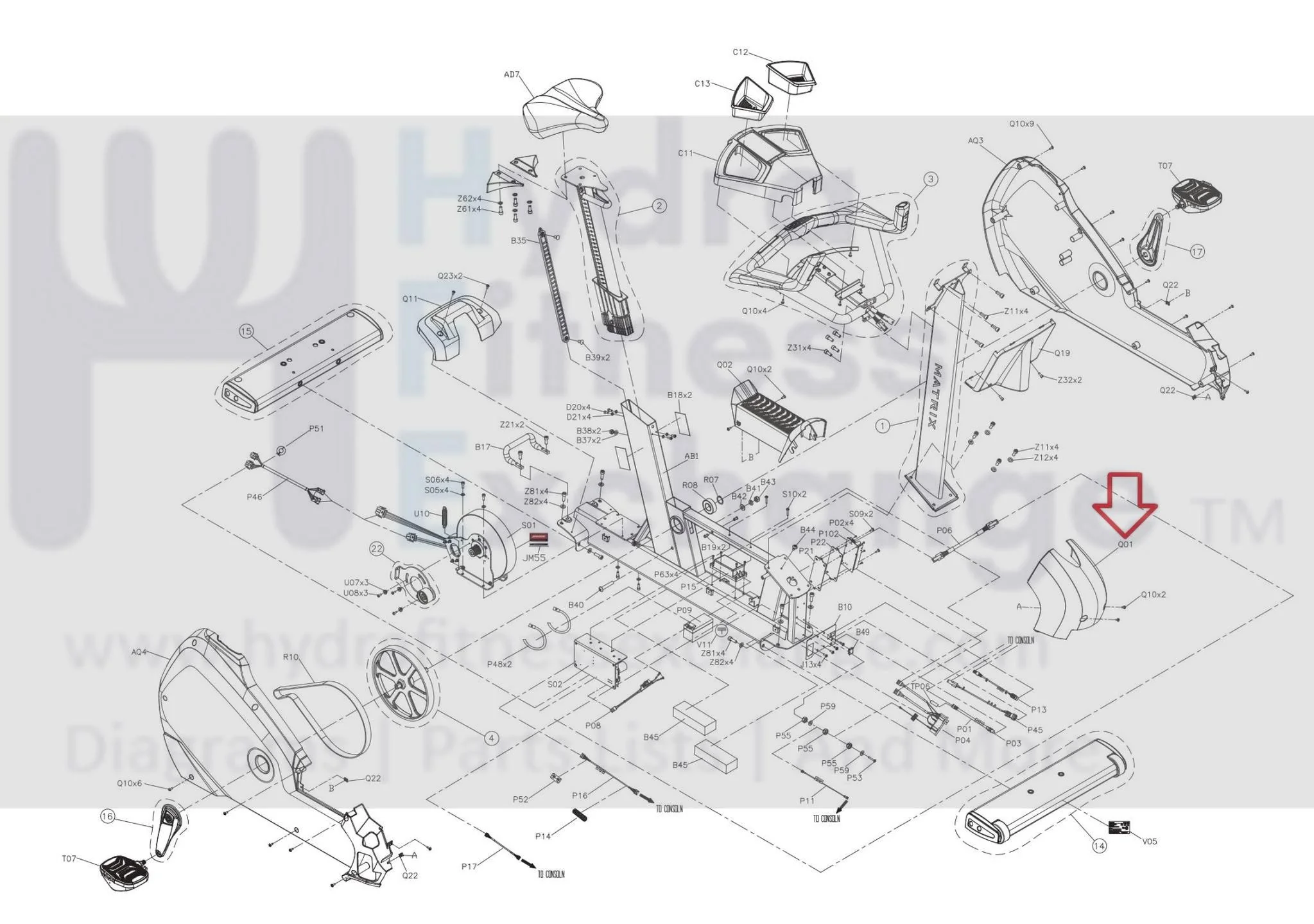 Matrix Fitness Stationary Bike Front Frame Cover 1000304481 - Image 3