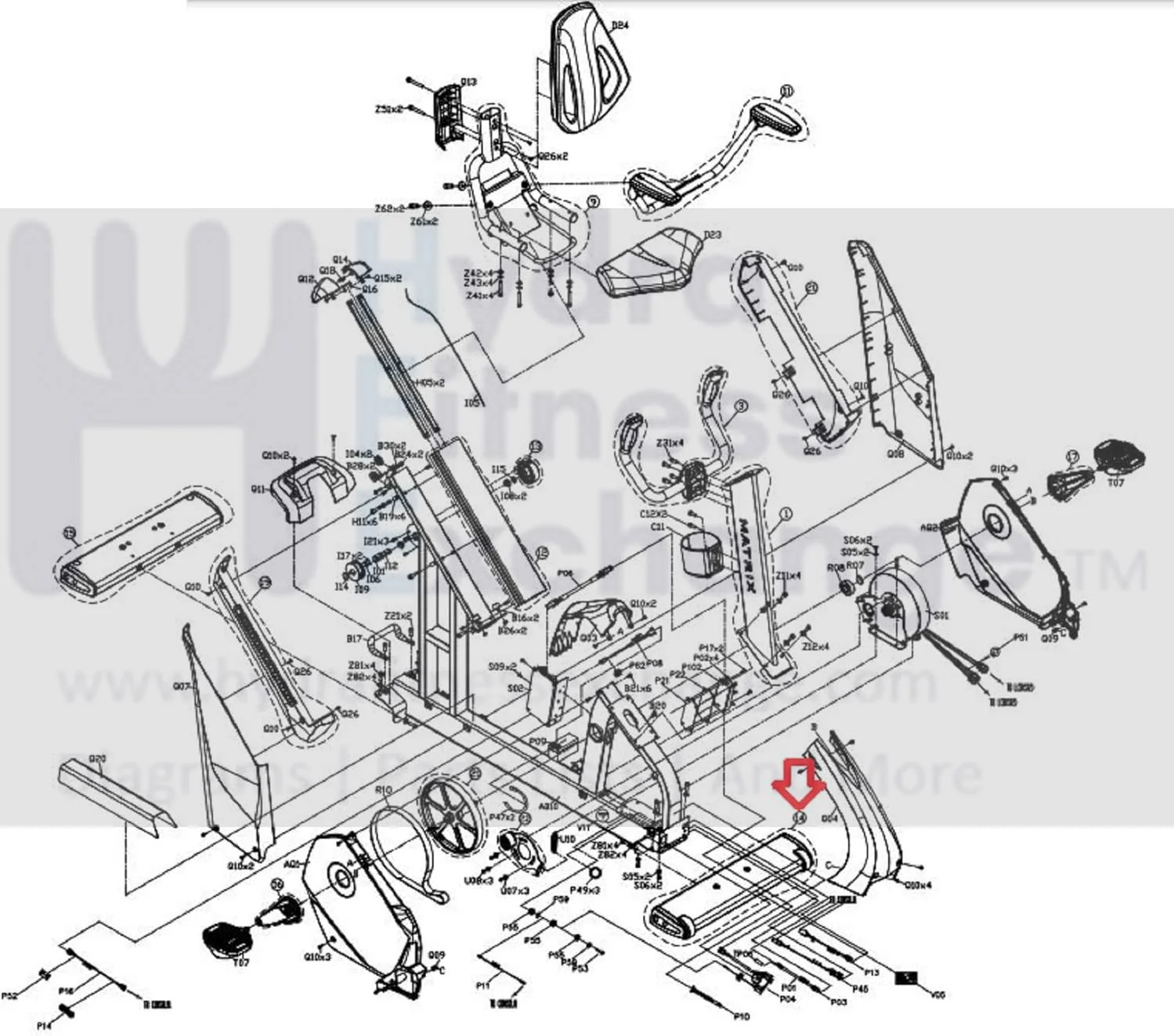 Matrix Fitness Stationary Bike Front Stabilizer Tube Set -3x/5x/7x-0 1000230015 - Image 2