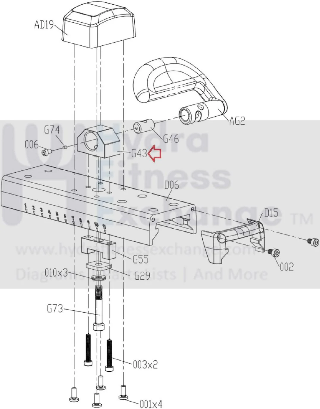 Matrix Fitness Stationary Bike Handlebar Adjustment Fixing Base 1000407219 - Image 2