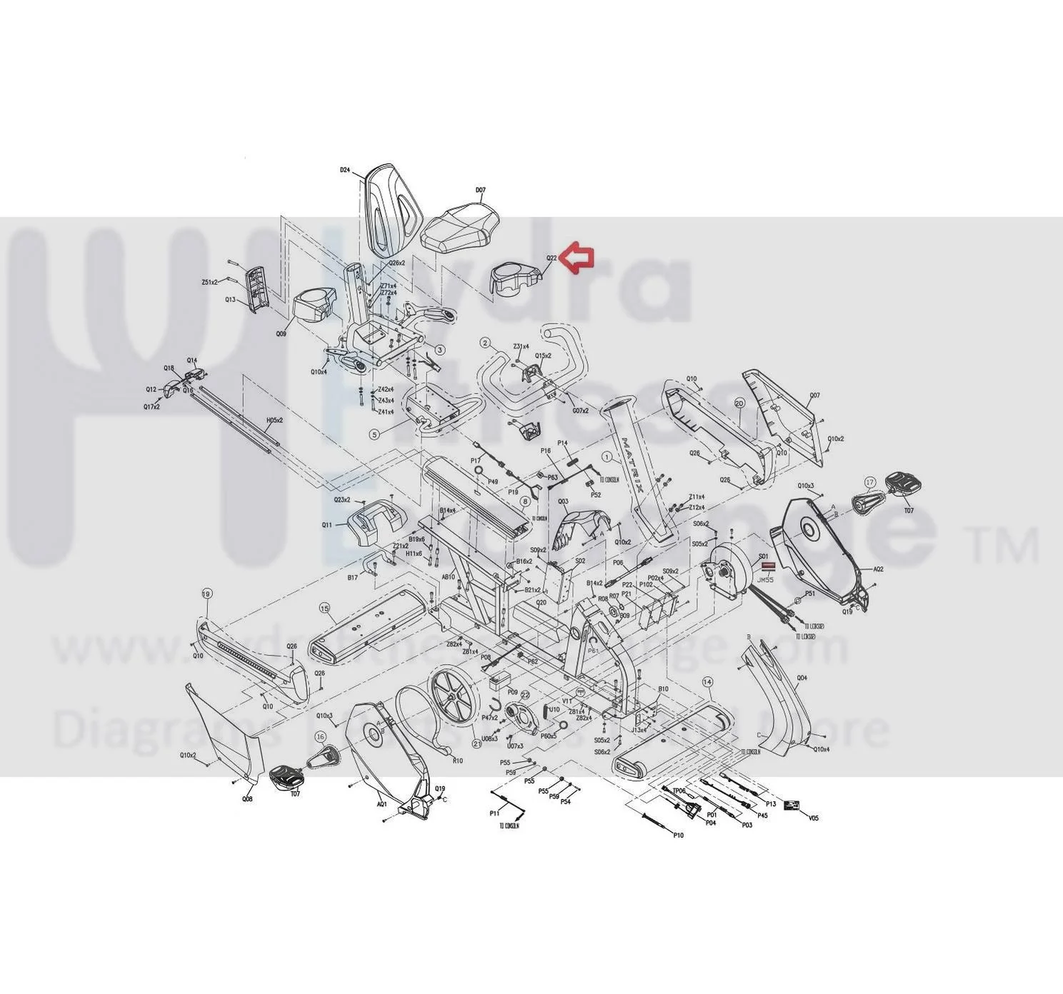 Matrix Fitness Stationary Bike Left Kettle Rack 1000301948 - Image 2