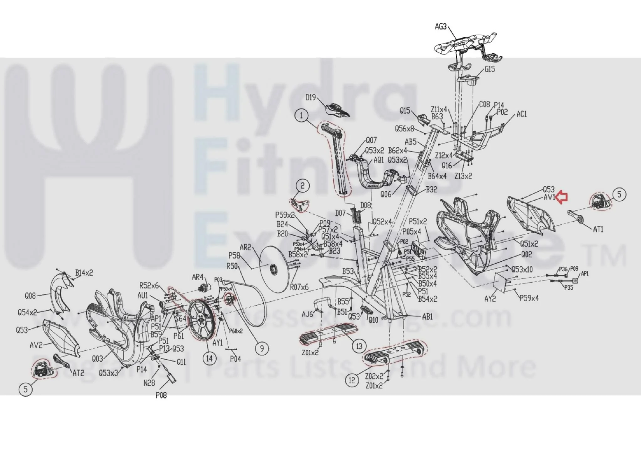 Matrix Fitness Stationary Bike Left Repair Cover Extrawork Screen print 1000410310 - Image 3