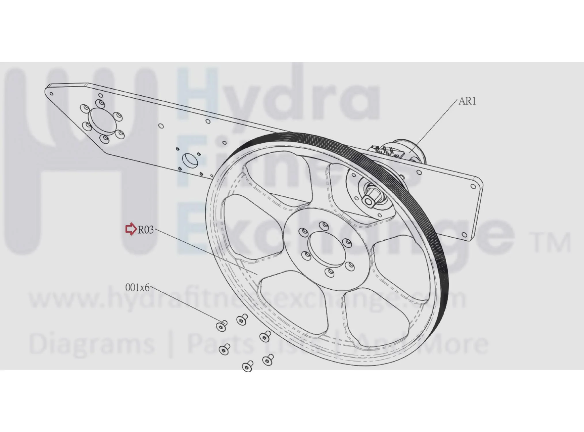 Matrix Fitness Stationary Bike Poly V Flywheel Pulley Diam.340 1000404536 - Image 3