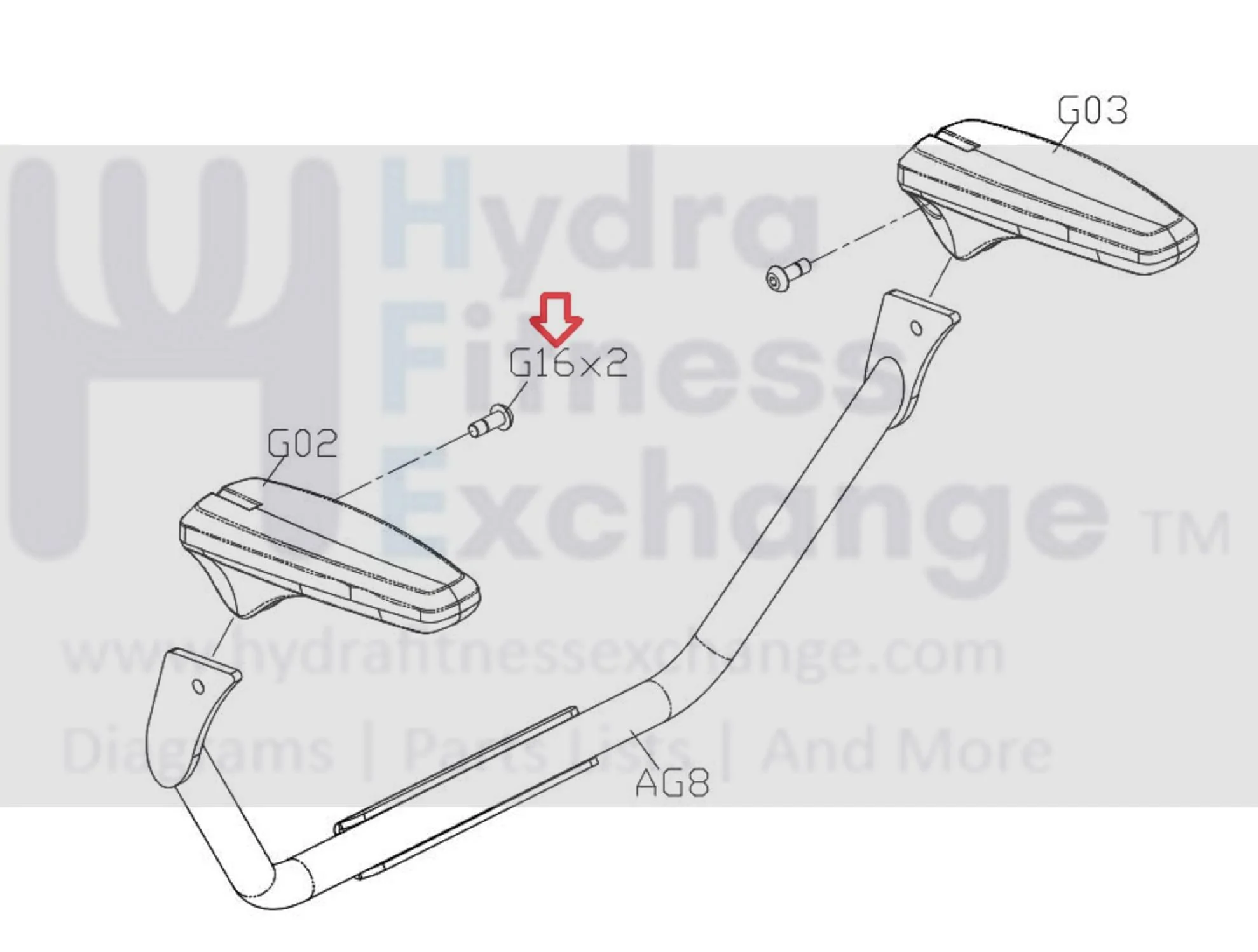 Matrix Fitness Stationary Bike Socket Head Screw M8x1.25Px22.5L-8L 018653-A - Image 2