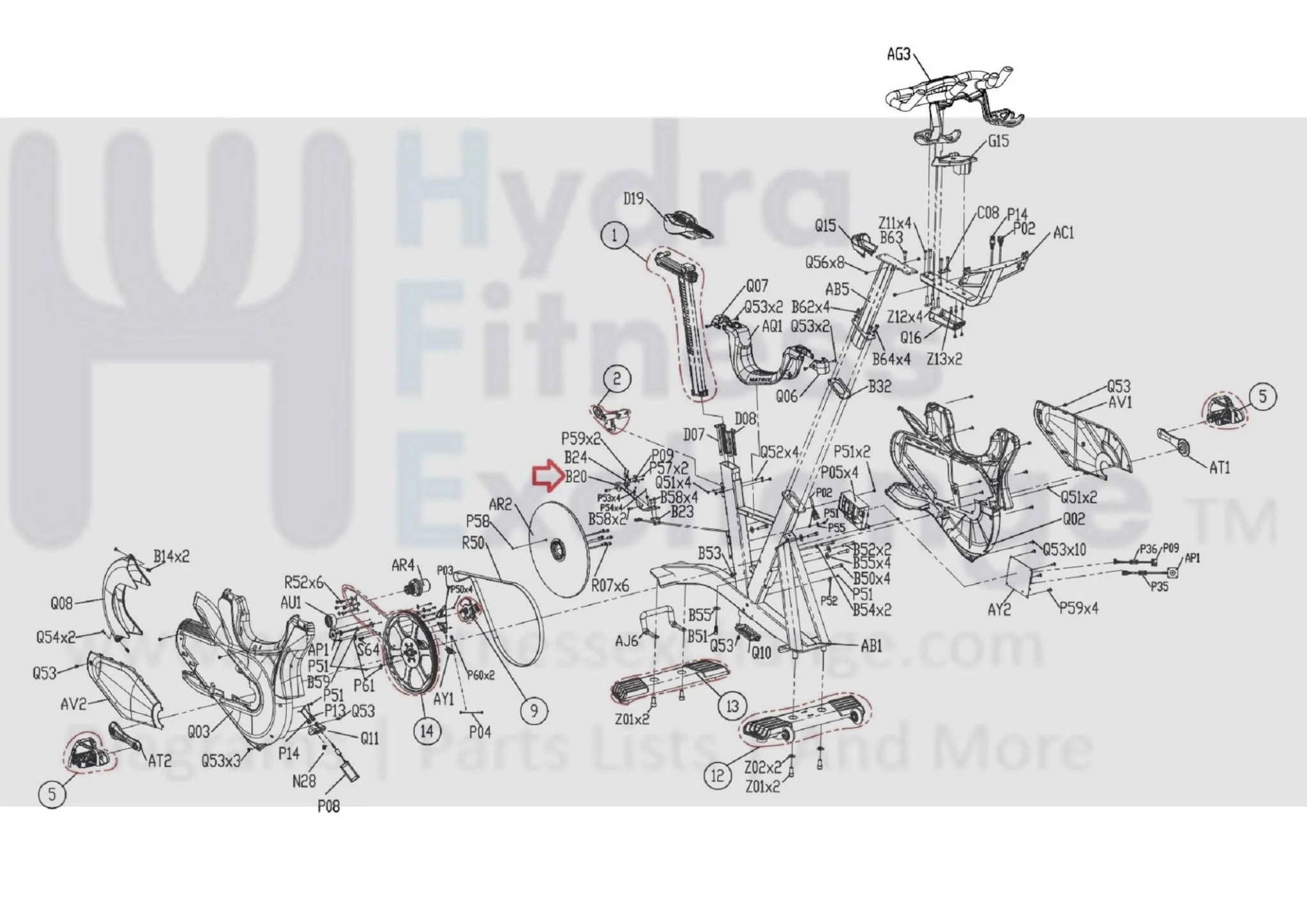 Matrix Fitness Stationary Bike Transmission Reinforce 4.0T 1000410128 - Image 3