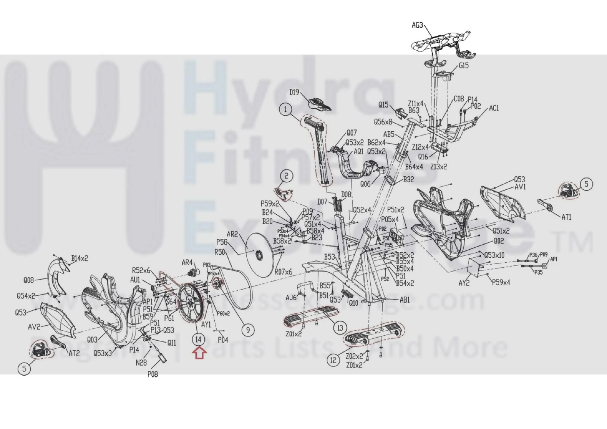 Matrix Fitness Stationary Bike Transmission System Set 1000404565 - Image 3