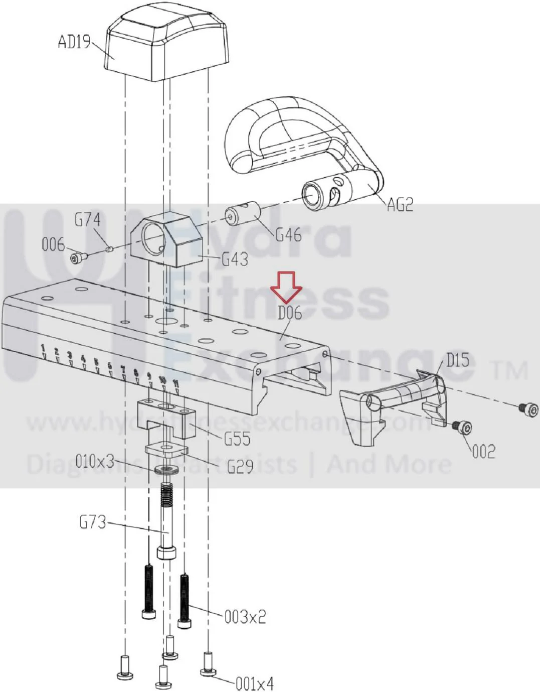 Matrix Fitness Stationary Bike Upper Handlebar Tube Adjustment Base 1000448485 - Image 2