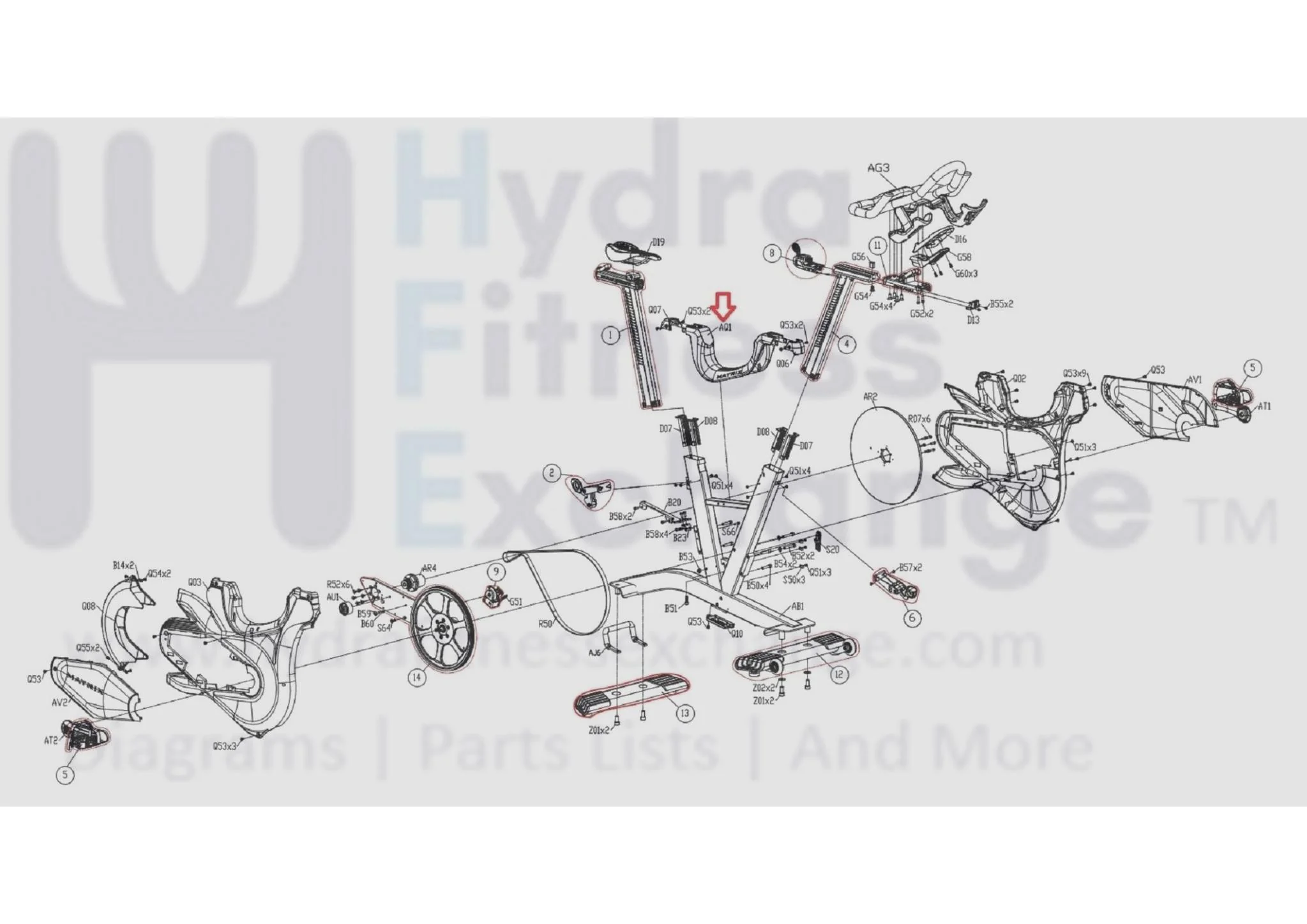 Matrix Fitness FC20 FC25 FC23 FC24 FC32 FC32B FC33 FC29 FC36 FC28 FC39 Stationary Bike Upper Shield Set 1000411474 - Image 3