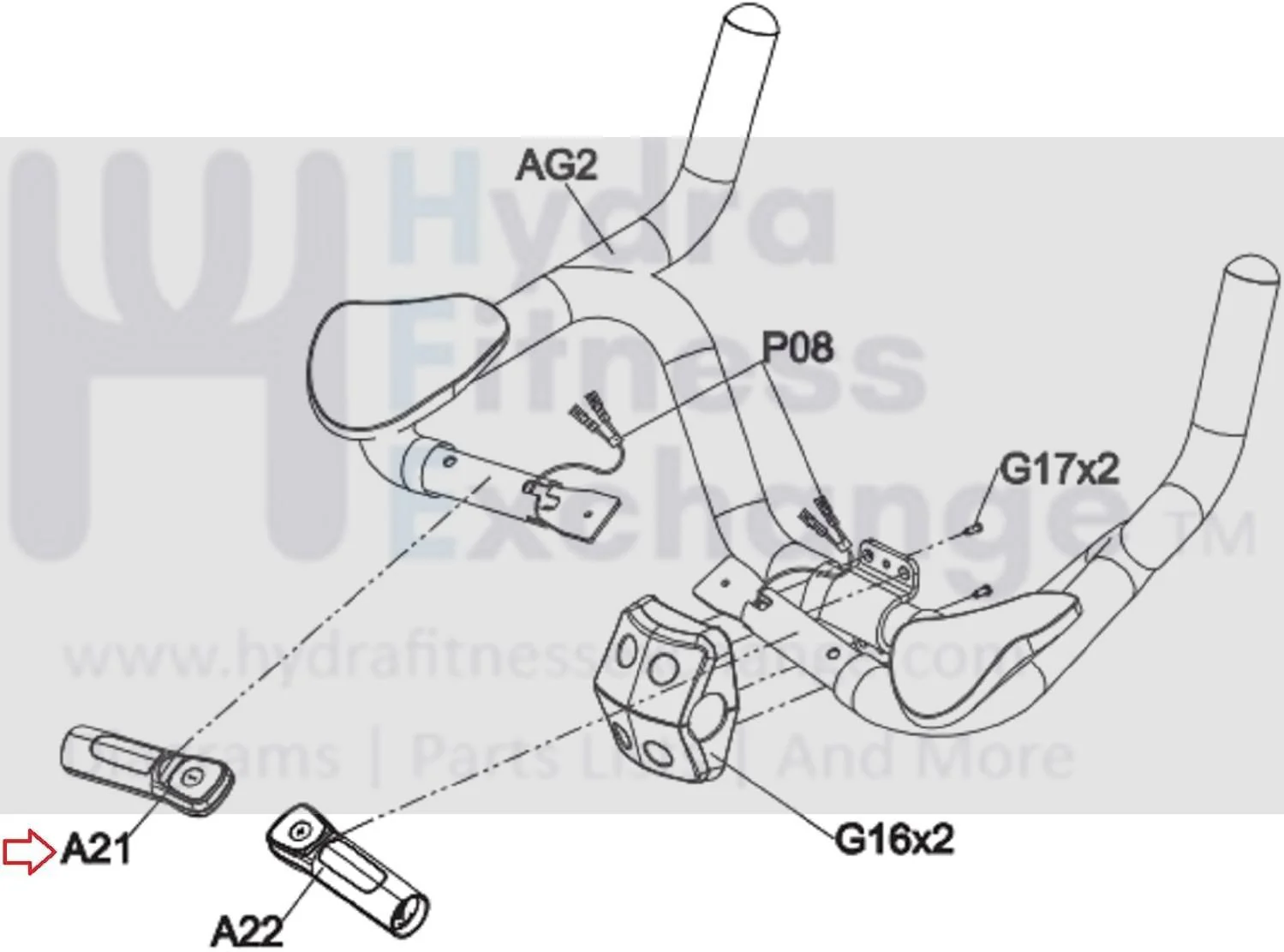 Matrix Fitness Stationary Bike Right Hand Pulse Grip Set Semi Assembly 1000363497 - Image 2