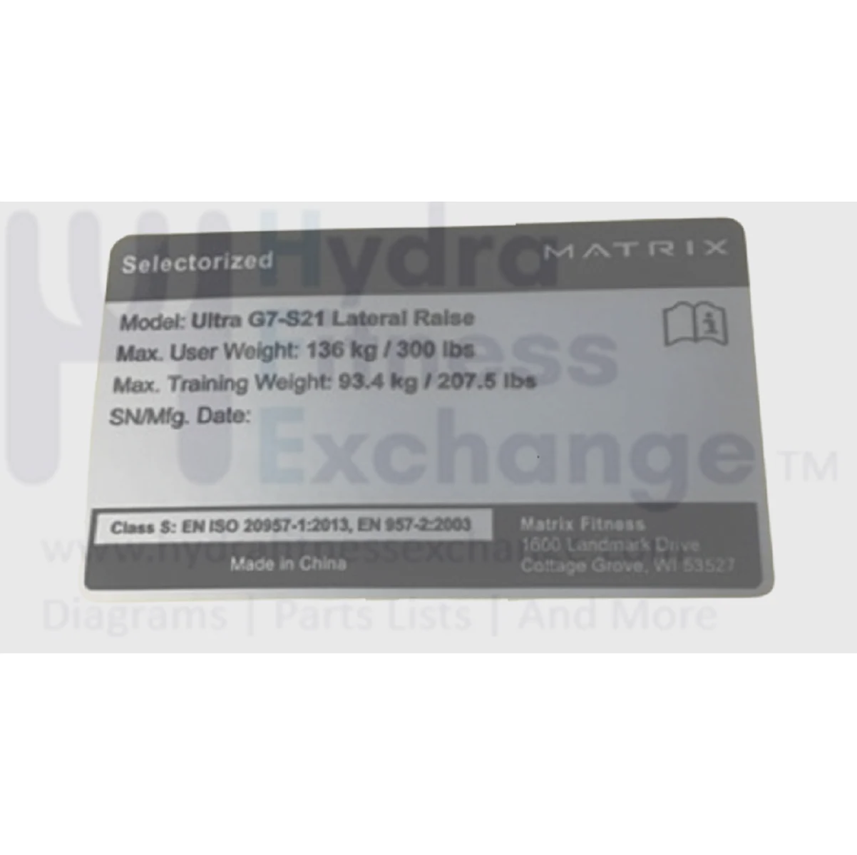 Matrix Fitness Strength System English Label 1000409063