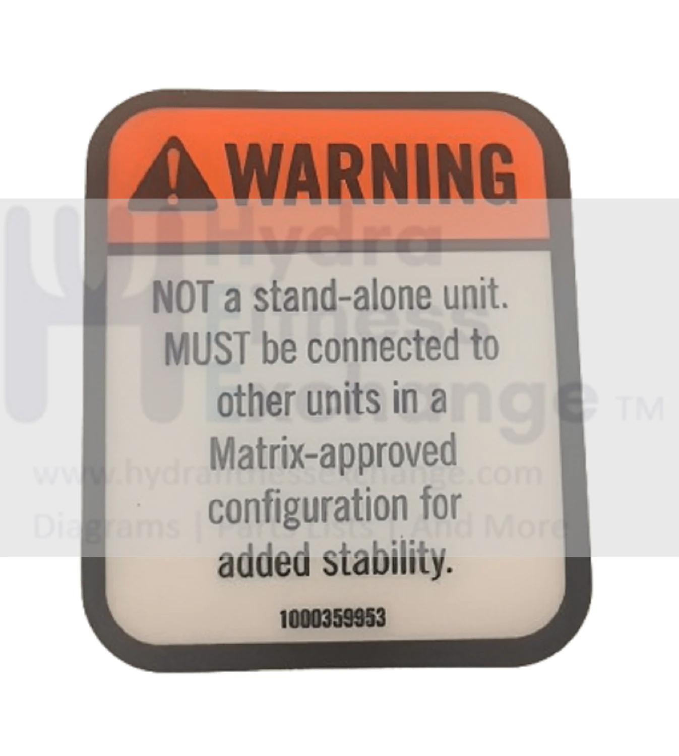 Matrix Fitness Strength System English Warning Label Anti Falling Down 1000359953