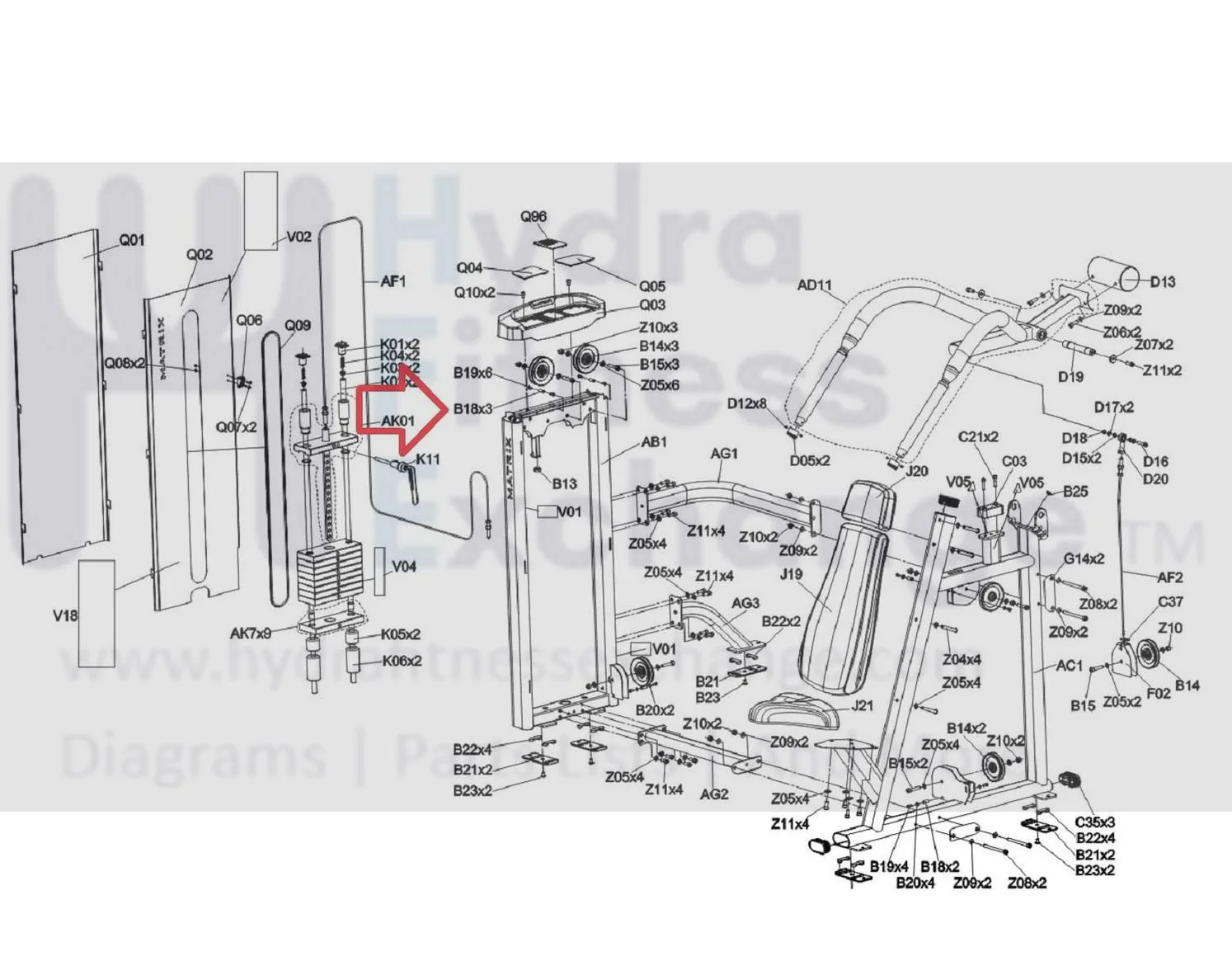 Matrix Fitness Strength System Swivel Axle 10 x 25L 009247-A - Image 3