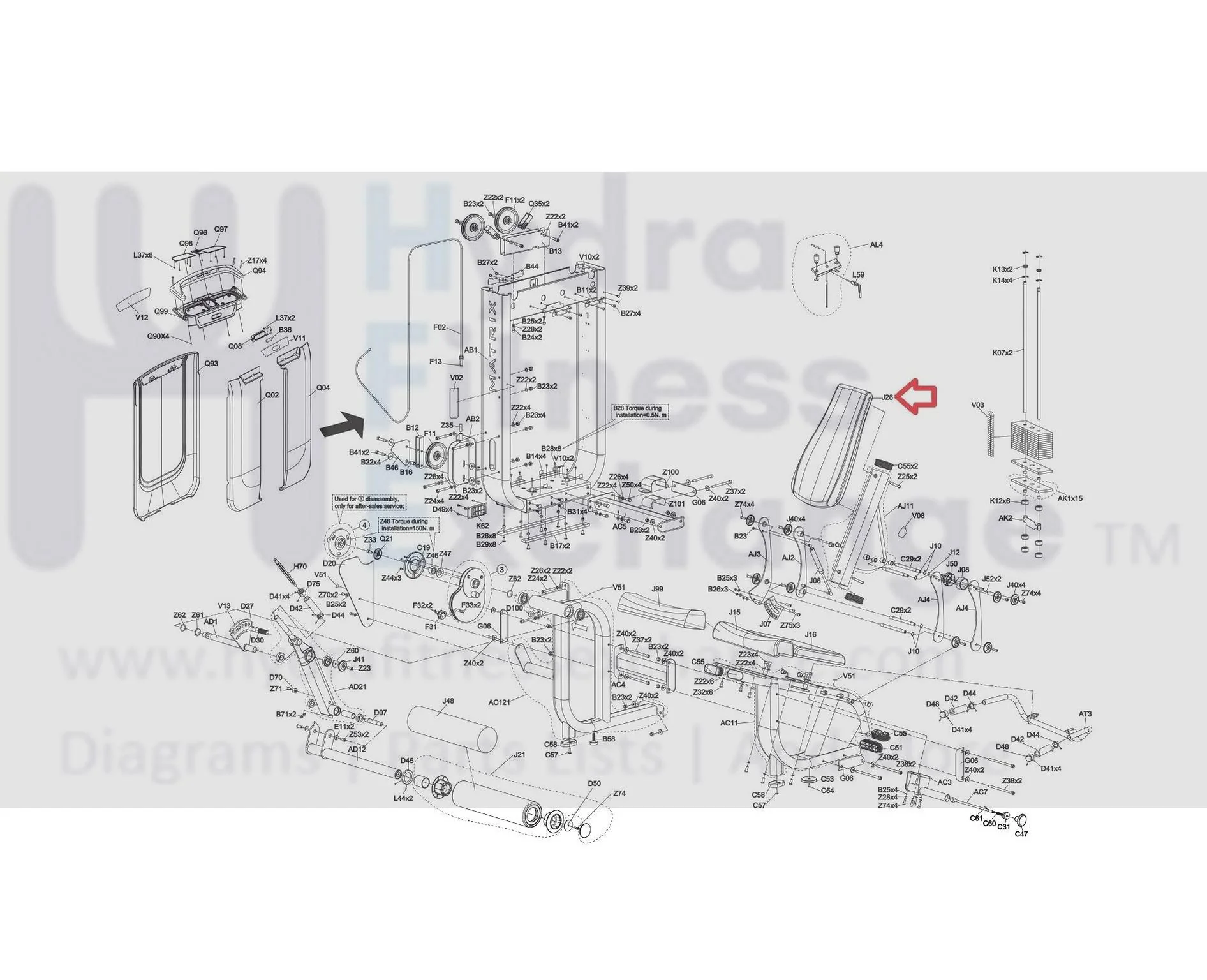 Matrix Fitness Strength System Vesicant Middle Back Pad 1000417590 - Image 3