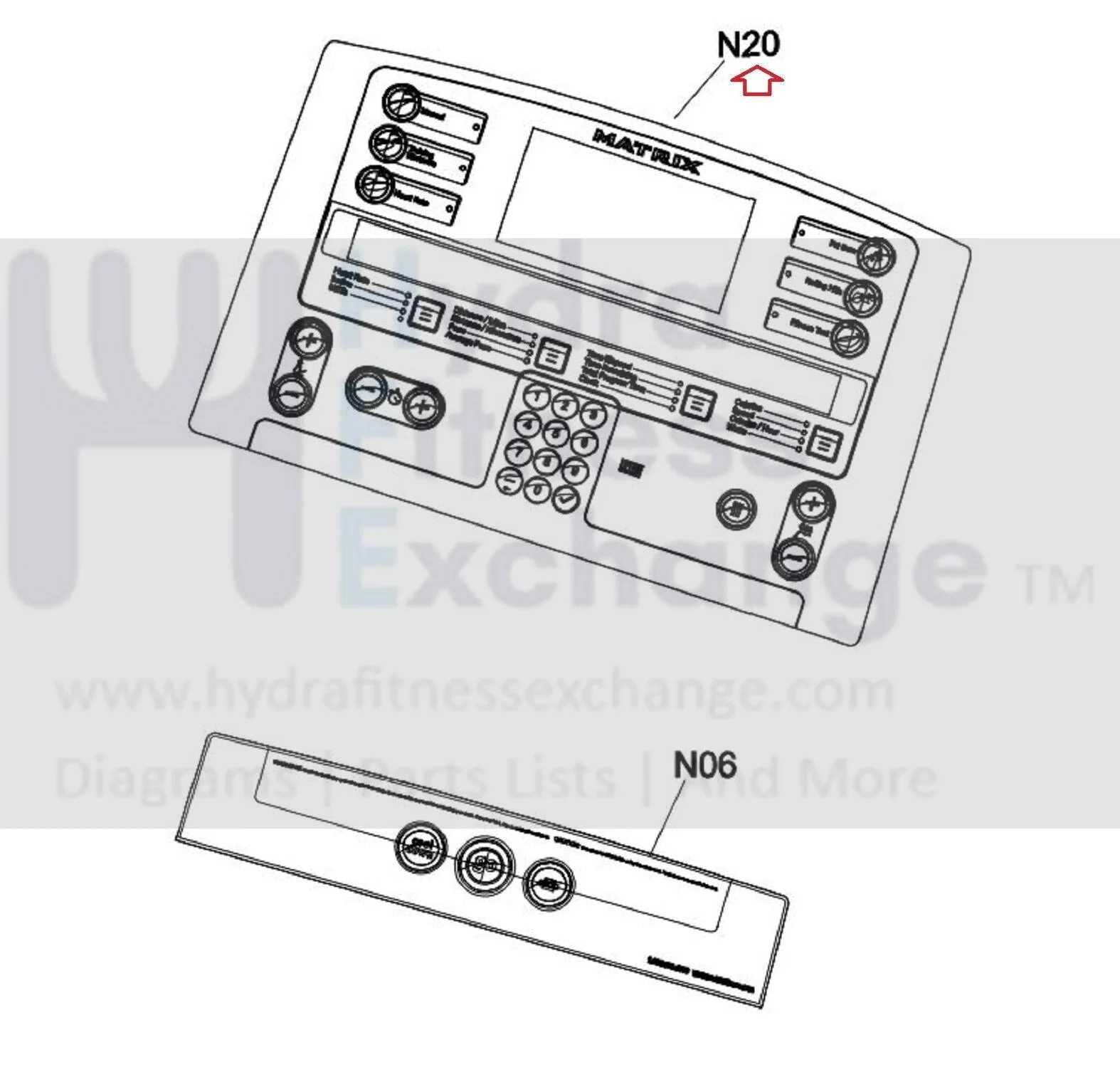 Matrix Fitness T3x - TM707,TM523 Treadmill Console Overlay Up English 1000362143 - Image 2