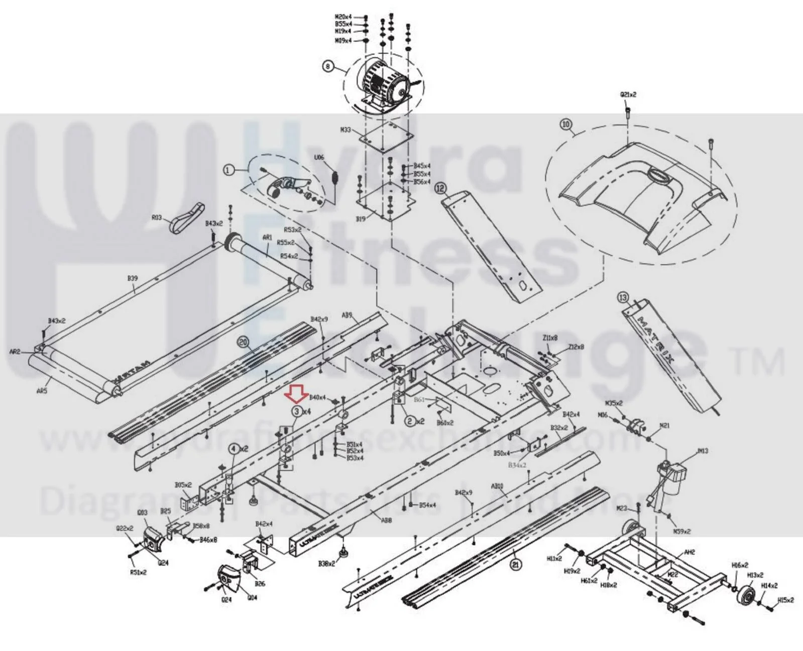 Matrix Fitness T3xe T1xe Treadmill Running Deck Elastomer Mid Set 0000095662 - Image 2